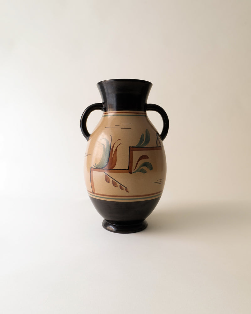 Nittsjö ceramic amphora vase with painted motifs by Eric Mornils