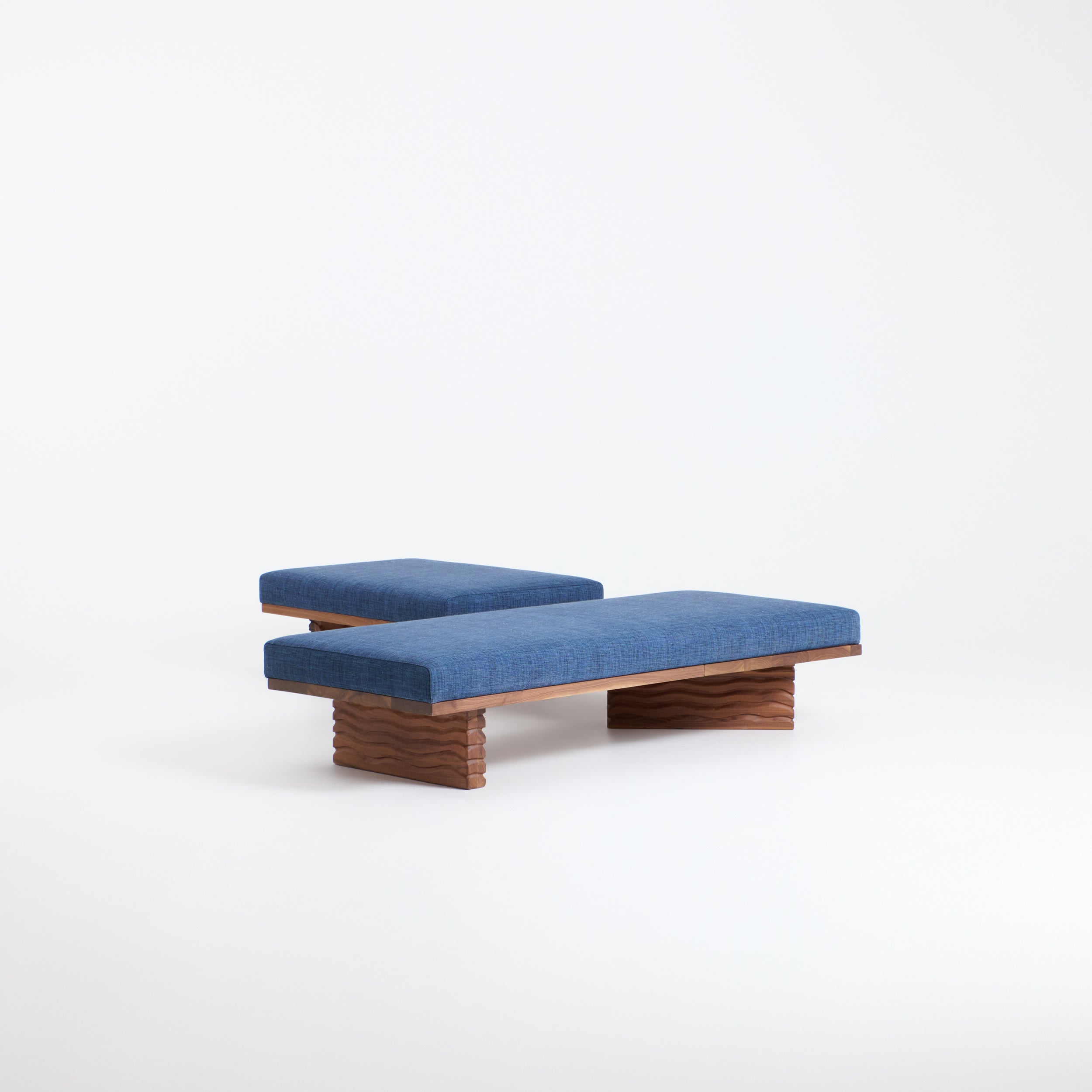 Nazaré Daybed L Shape — top view of blue upholstered seat