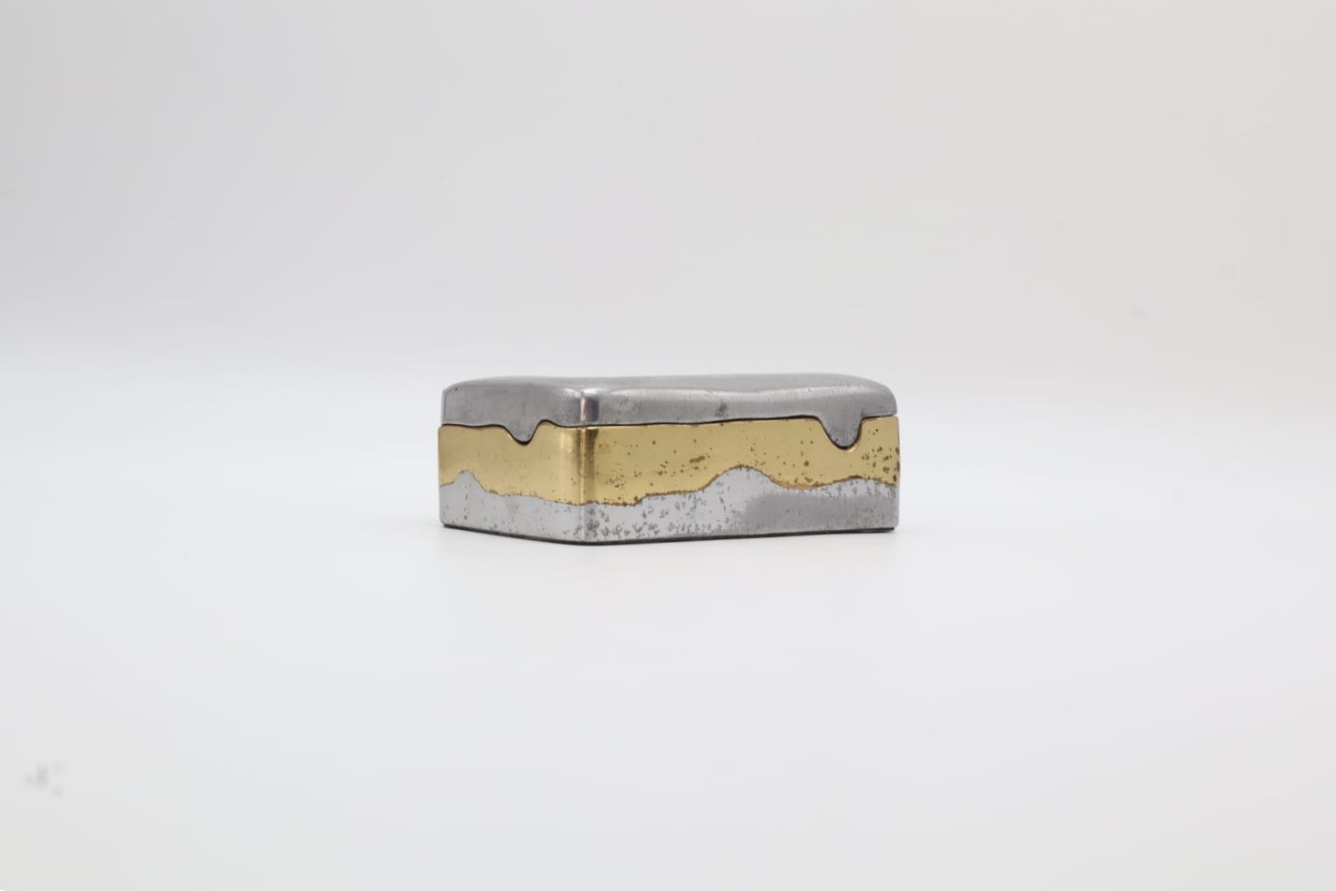 David Marshall Brutalist Aluminium & Brass Box – Spain, c. 1970 — side angle