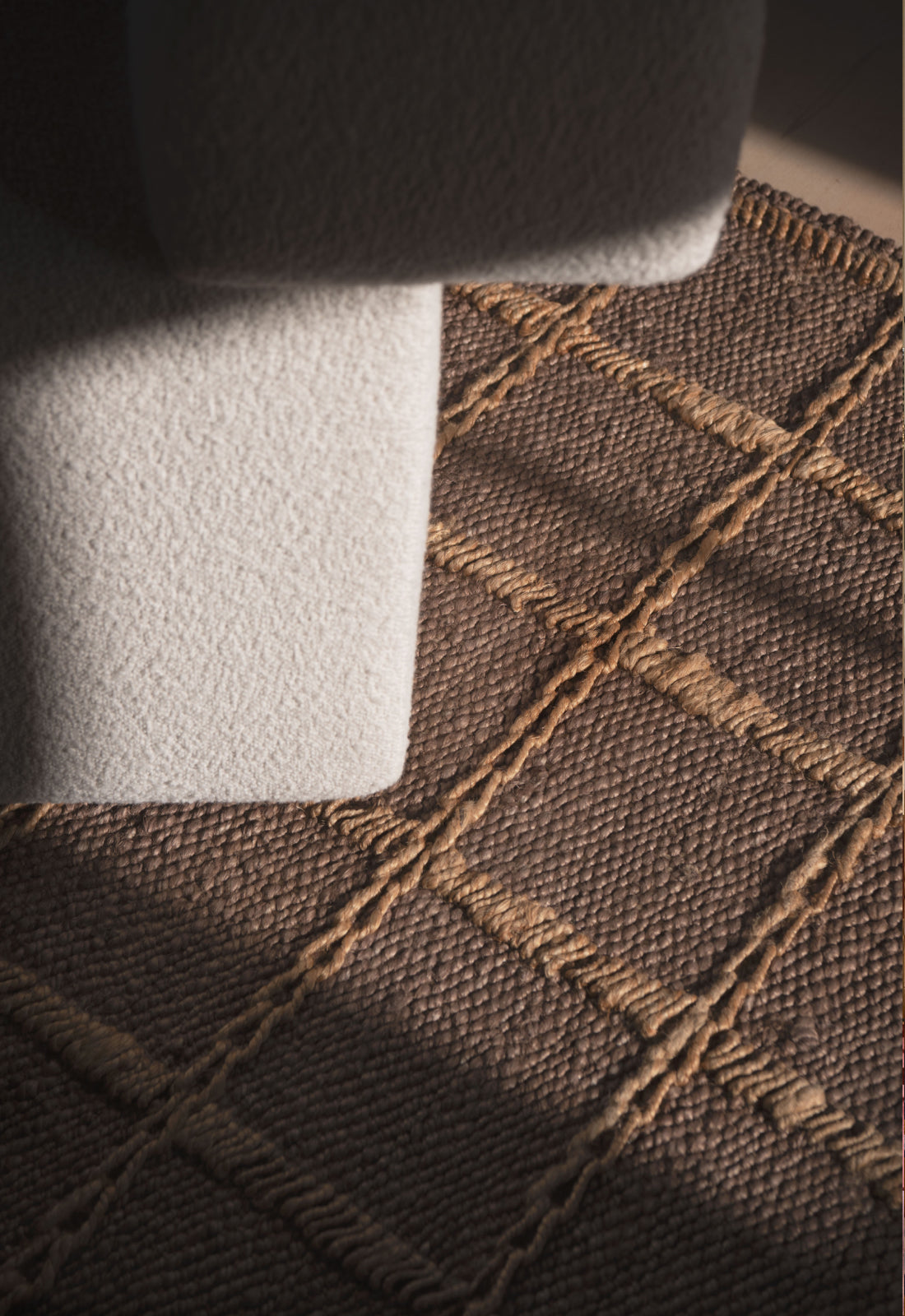 'Strata' Braided Jute Rug, Brown — side angle