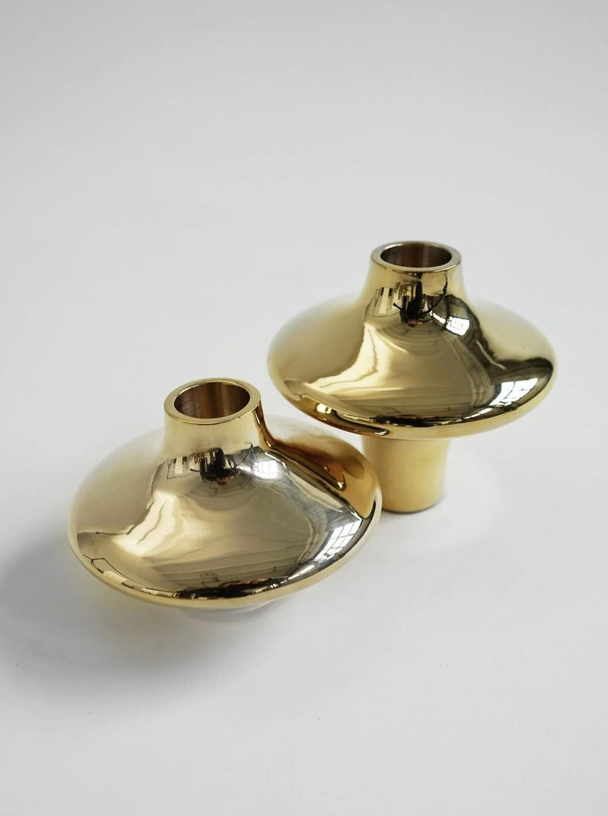 Doublet Candleholder - Large - Gold — side angle showing polished gold finish