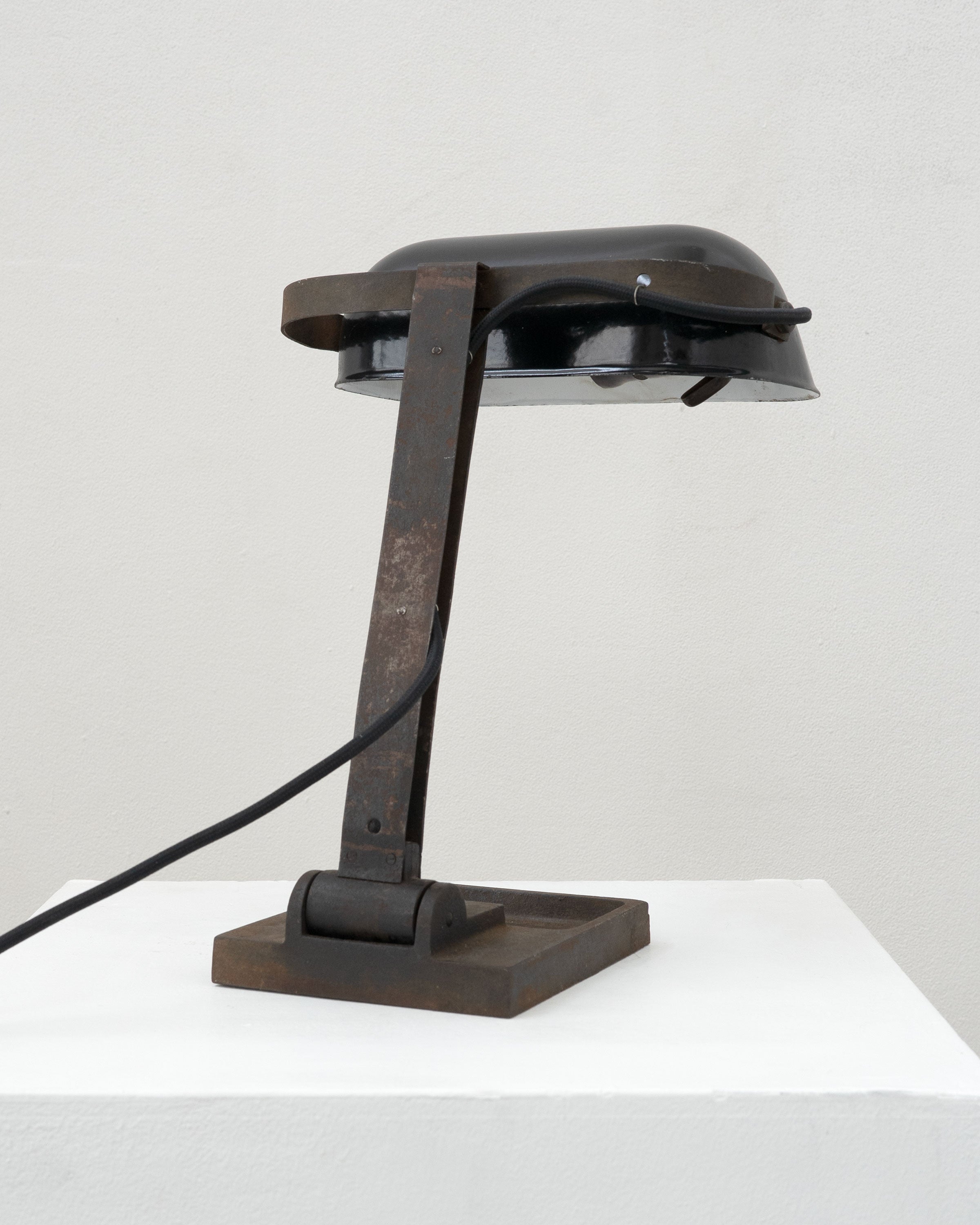 Cast Iron Bankers Table Lamp, c.1930 — side angle