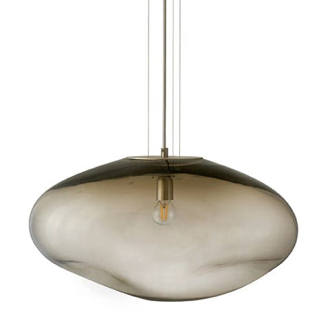 HAUMEA AMORPH pendant - size M (L: 32cm) - top view of smoky glass design