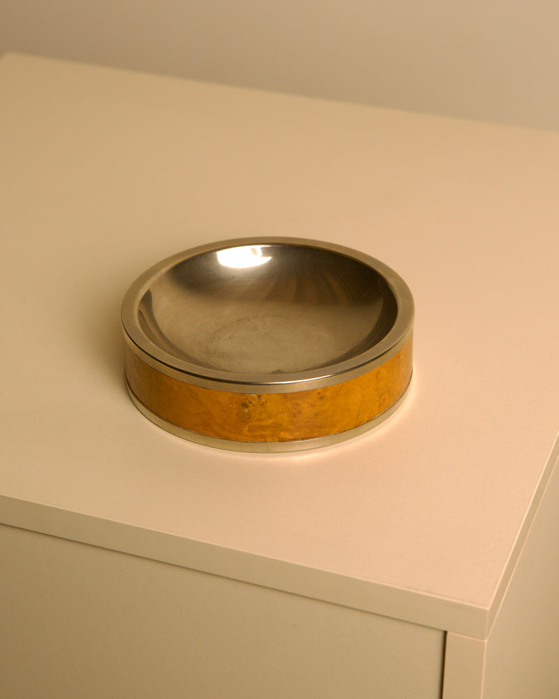 Poplar Burl Wood and Metal Trinket Tray, 70s by Treaptyque | The Oblist — handcrafted wood and metal design