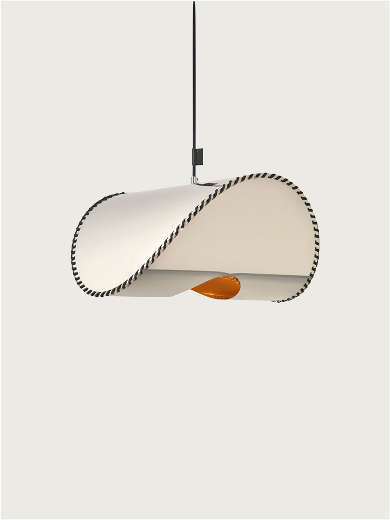 Zero' Pendant Light by Uniqka | The Oblist — modern fabric design, white and orange