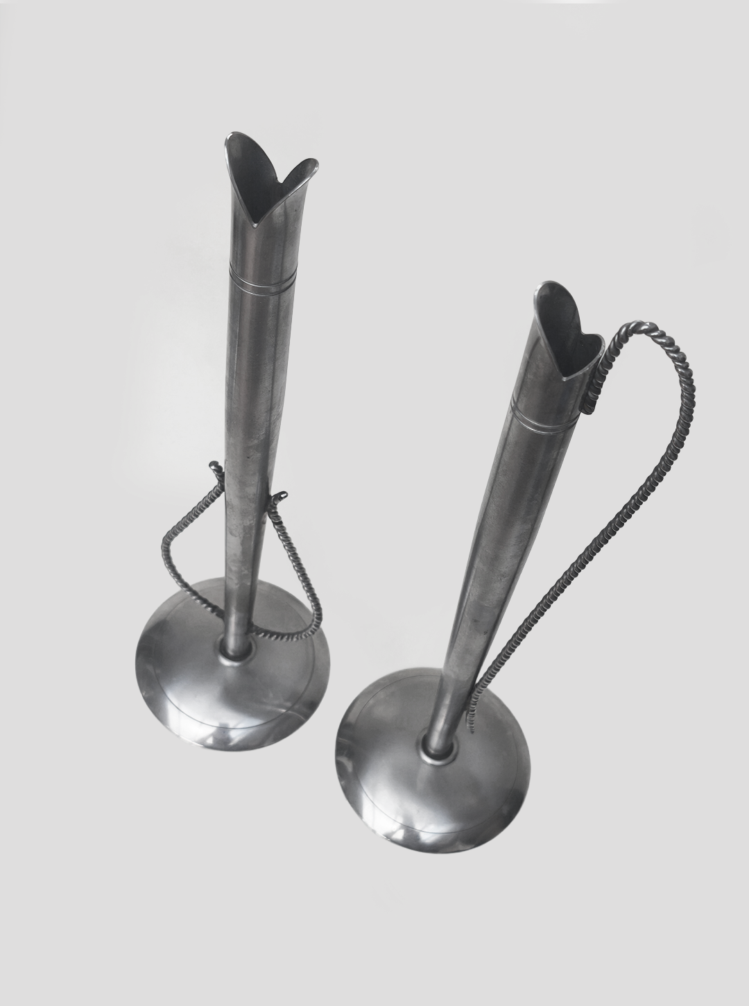 Pair of Steel Soliflores — side angle