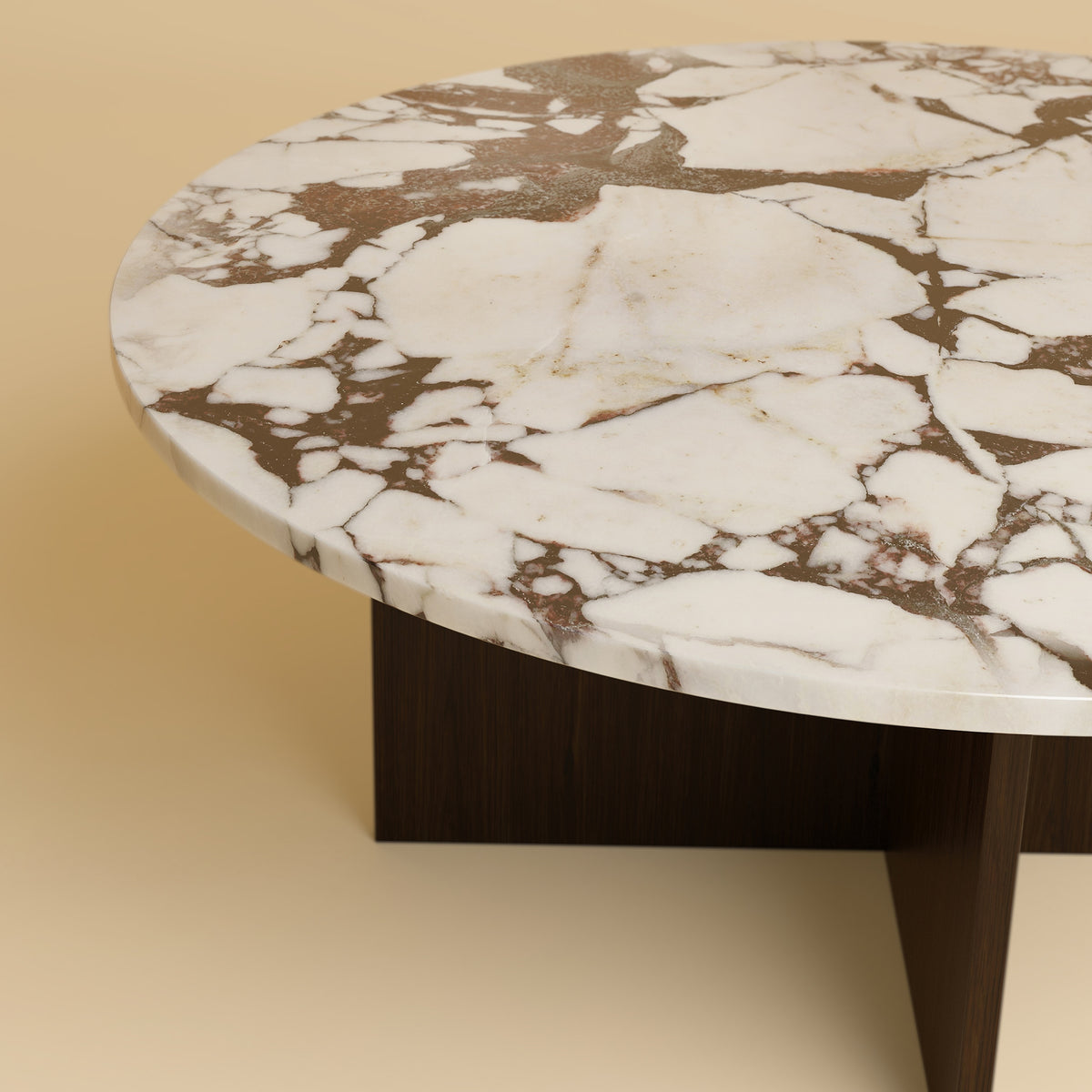 Calacatta Viola Marble and Oak Coffee Table - HIRADO Series — detail view