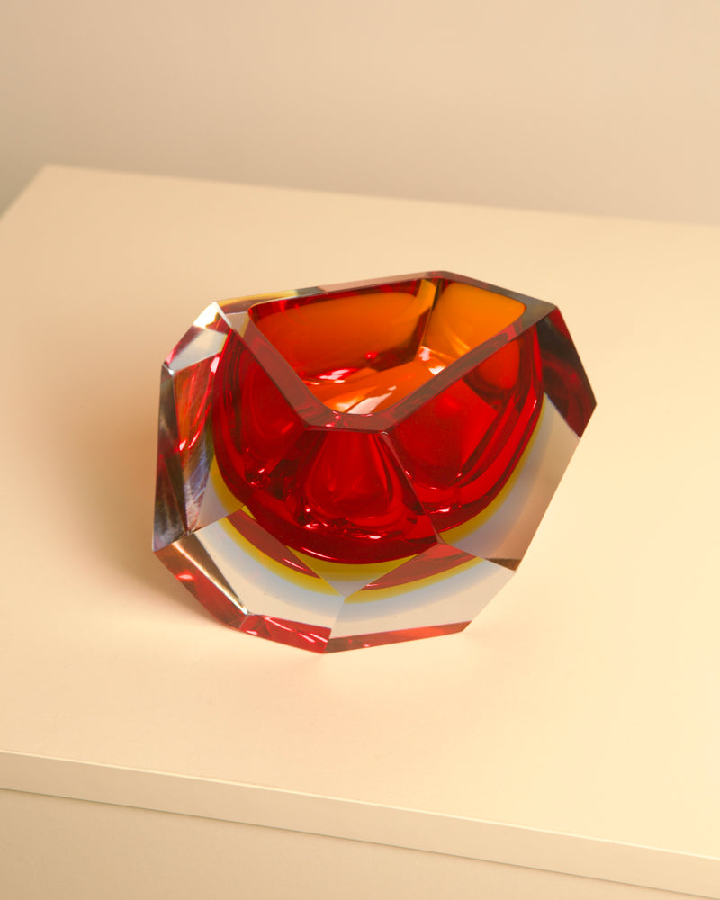 Large red Murano glass free-form tray by Flavio Poli Seguso 1960s