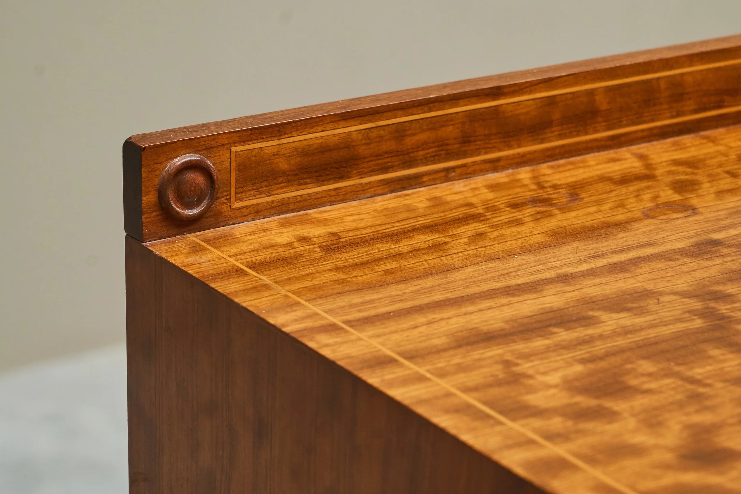 Art Deco Chest of Drawers in Wonderfully Expressive Maple England 1930s — close-up