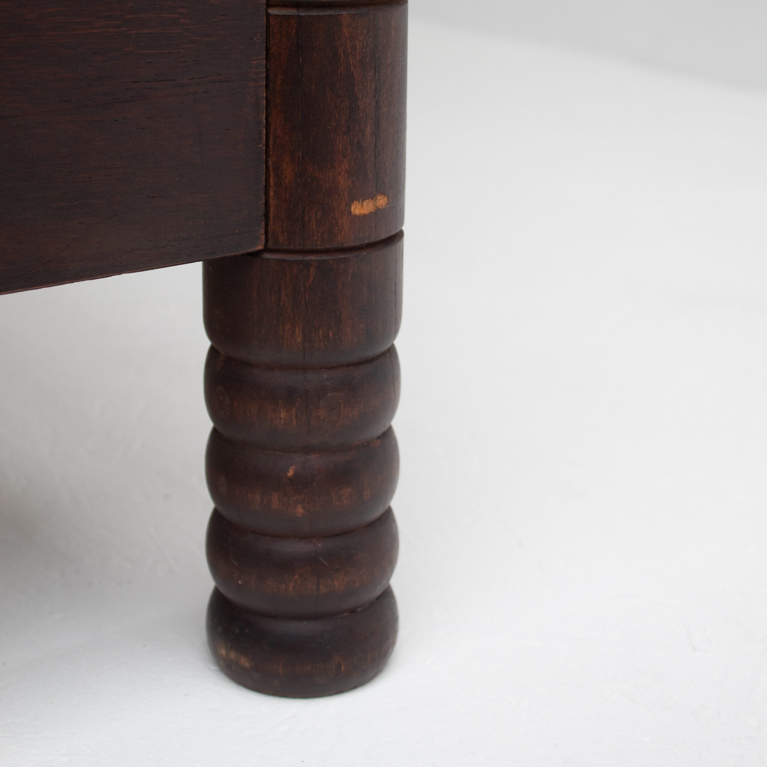 Mid-Century Wooden Bed with Sculptural Headboard — additional view