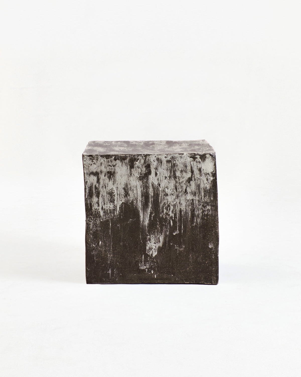 brown Ceramic Cube Side Table — close-up