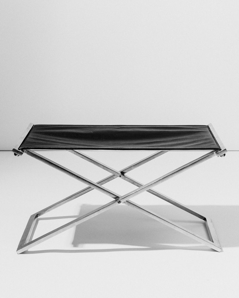 Rough #1 Folding Stool, Steel and Leather, Danish Modernist, Late 20th Century by Sahi | The Oblist