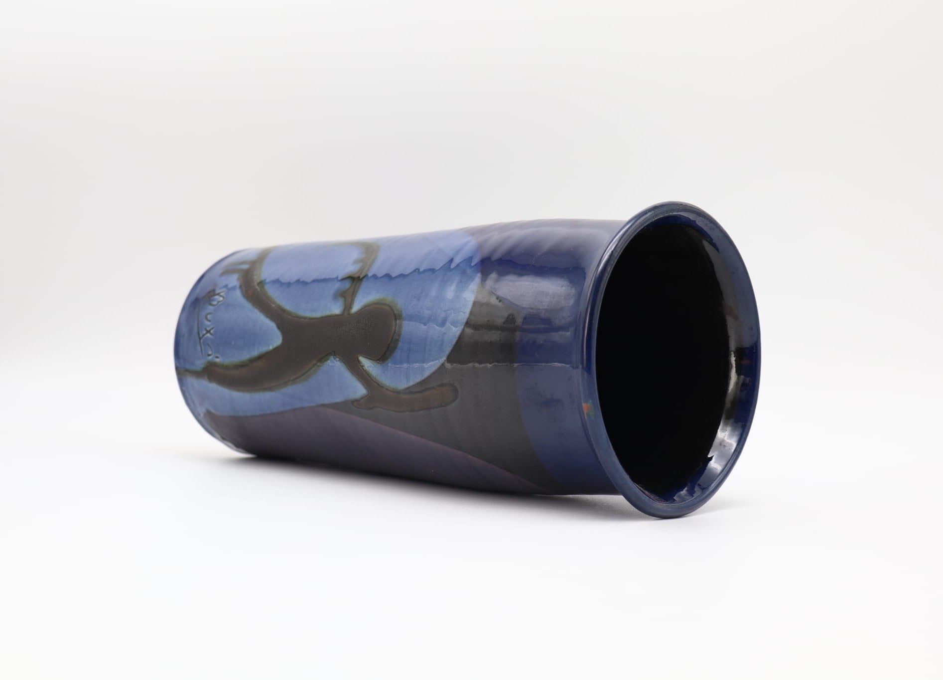 Mid-Century Modernist Cobalt Blue Ceramic Vase by Thomas Buxó, 1970s — side angle