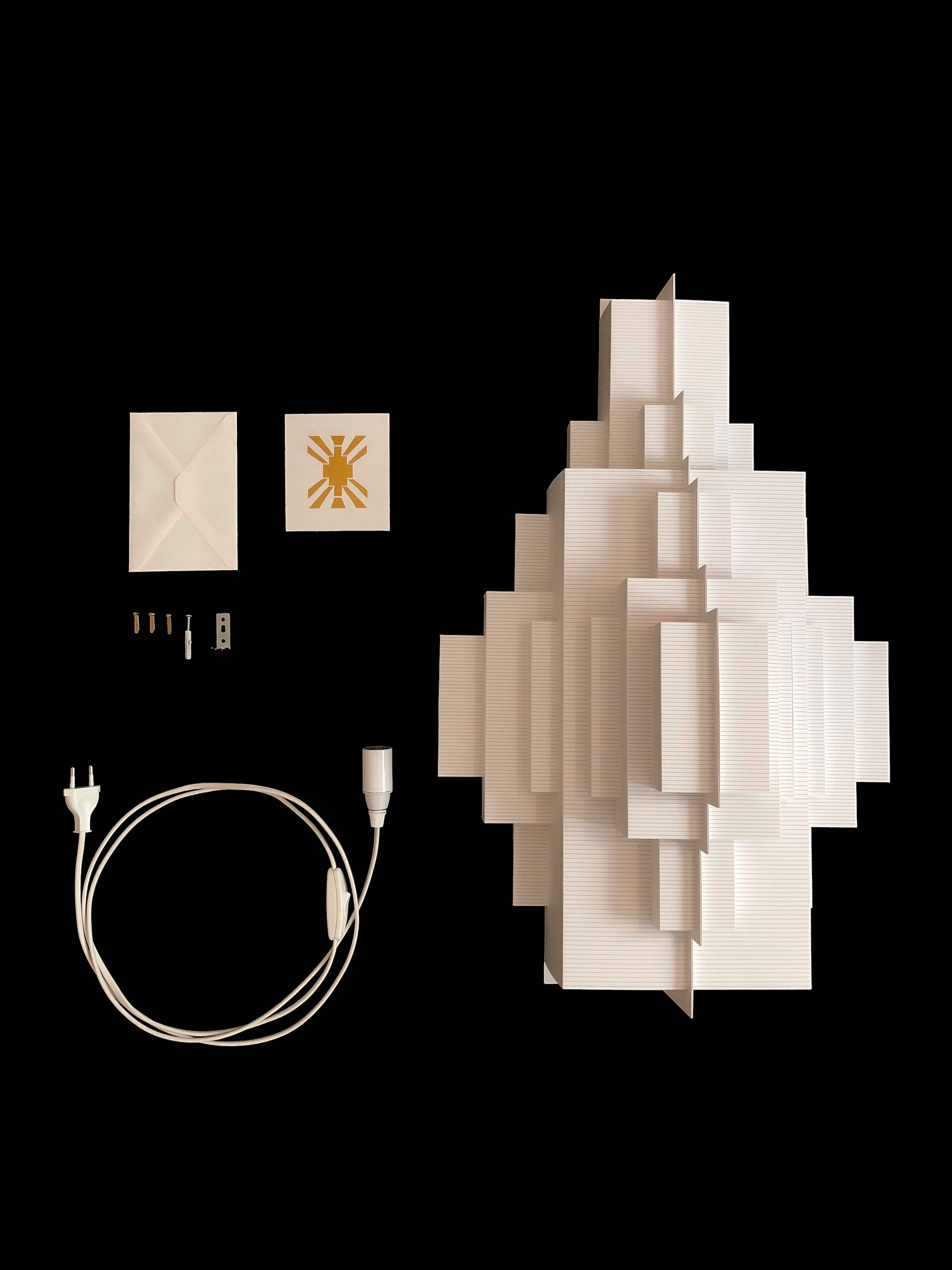Cloud City Wall Lampshade — overhead view with white paper design