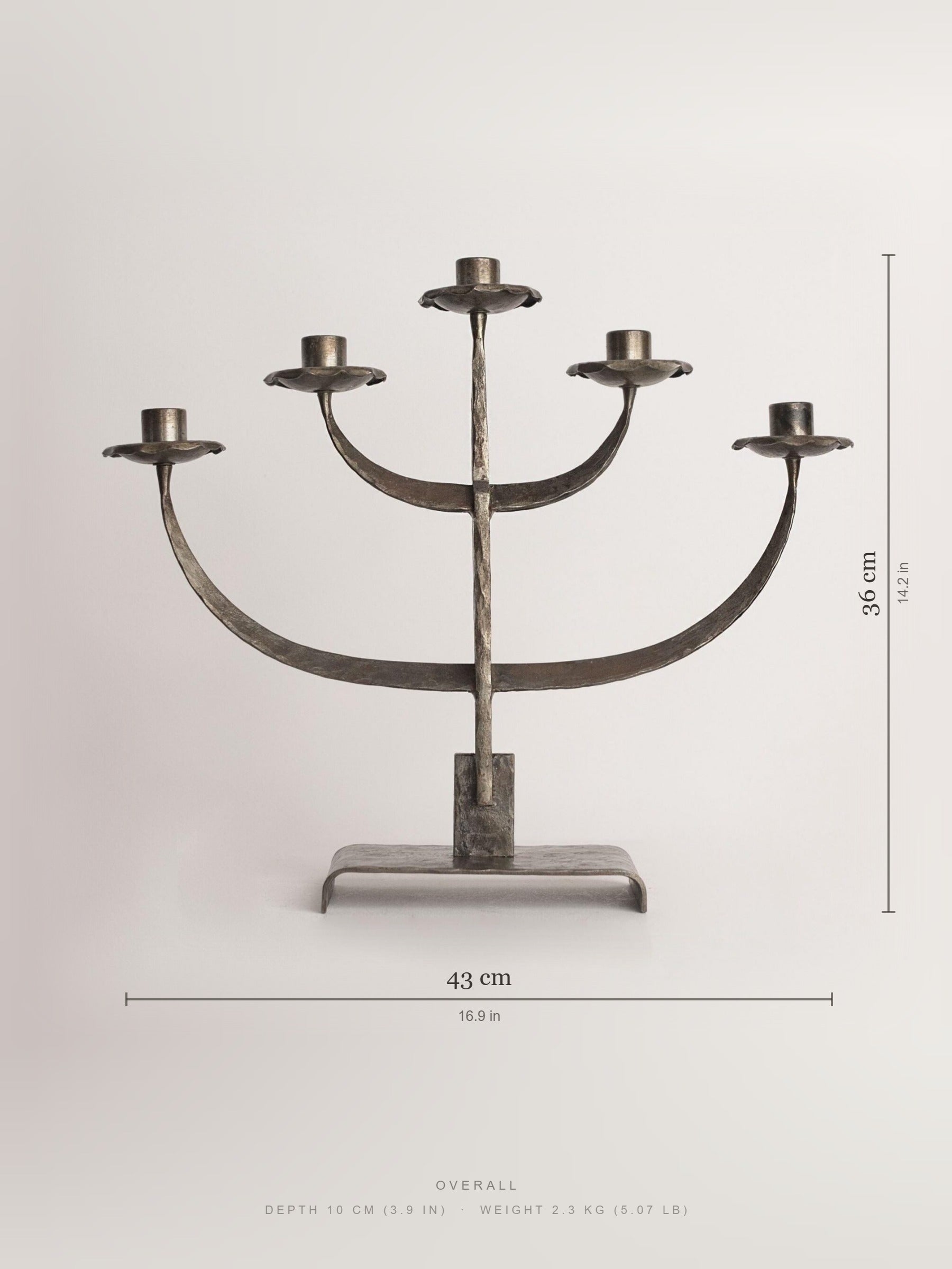 Vintage Hand-Forged Candle Holder in Metal — close-up