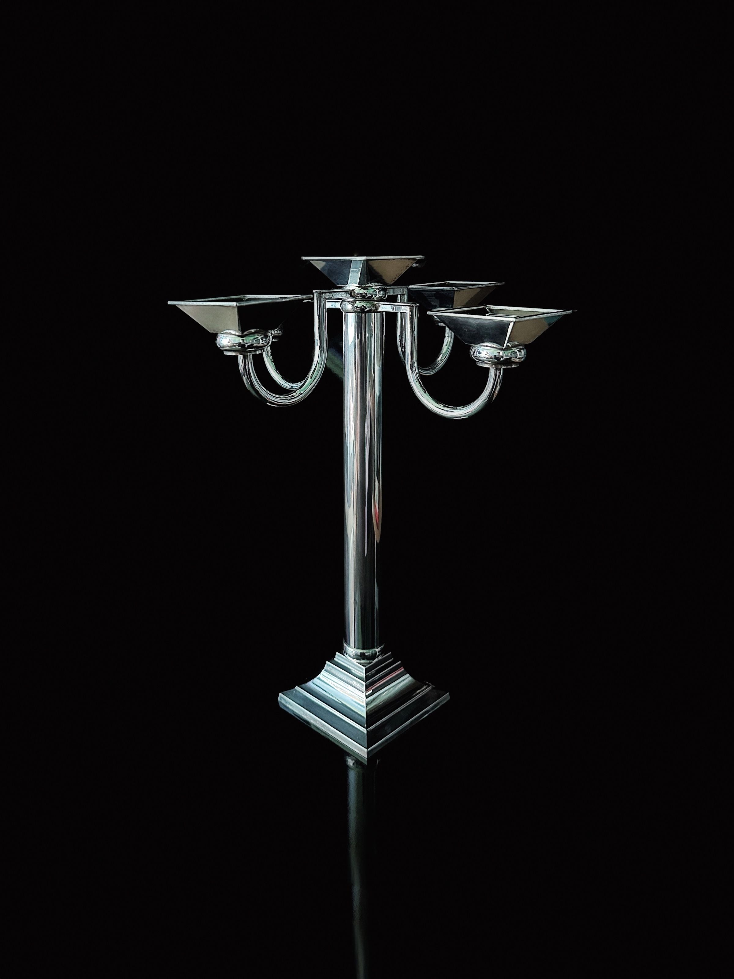 Silver Plated Art Deco Candelholder 80s