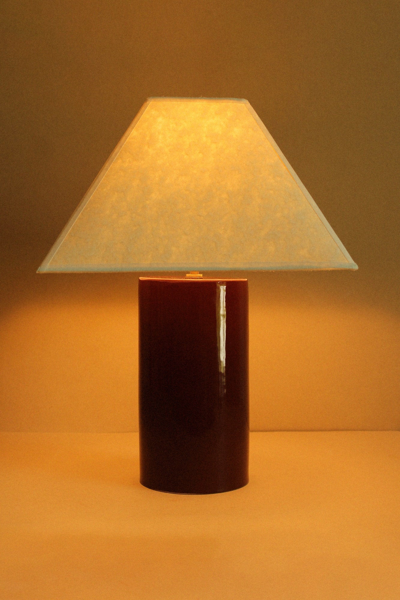 Hacienda Lamp (Cacao) — side angle showing ceramic base and shade