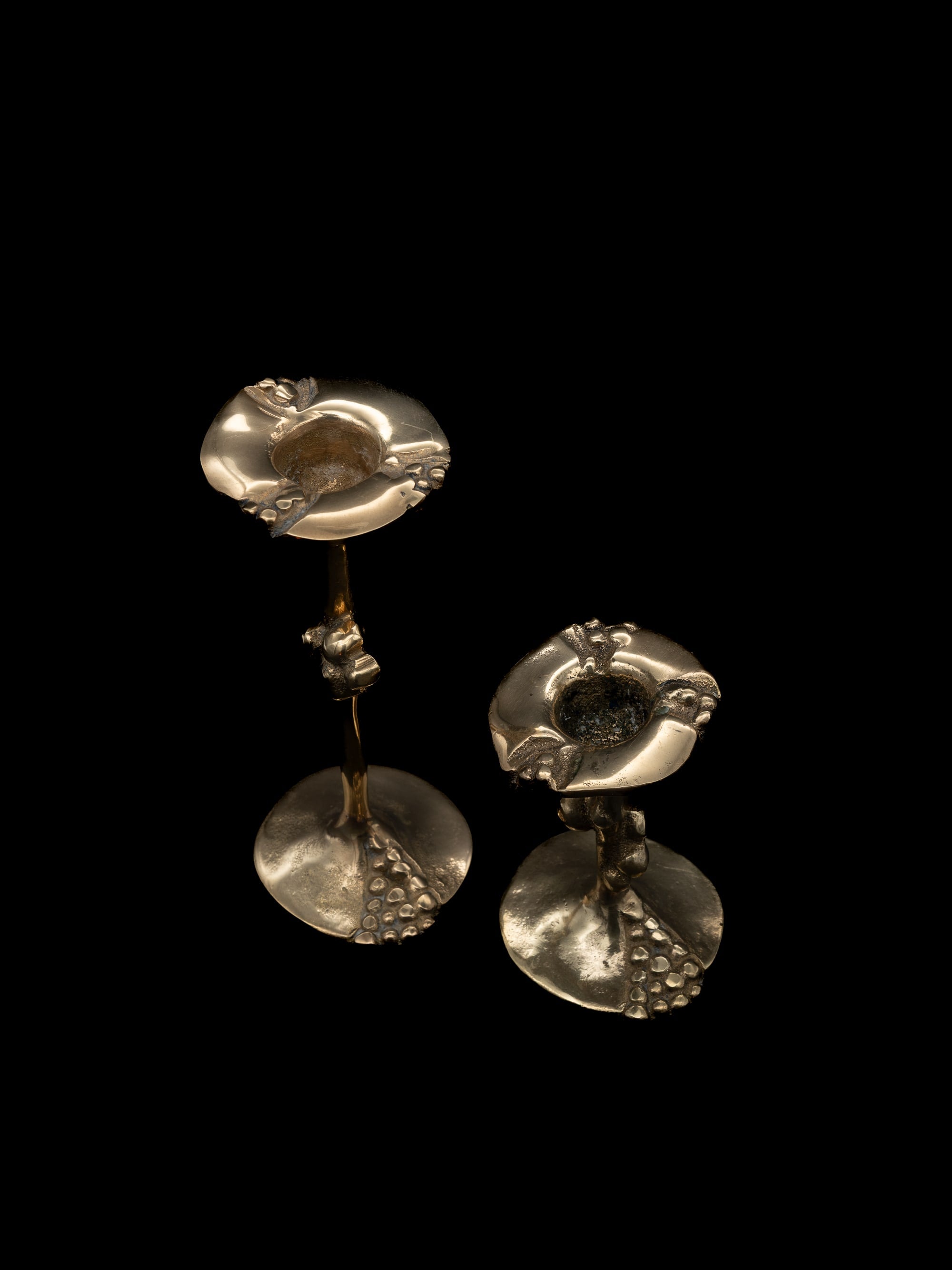 Bougeoirs Sculpturaux en Laiton par Kurt Jesch, Autriche, vers les années 1960