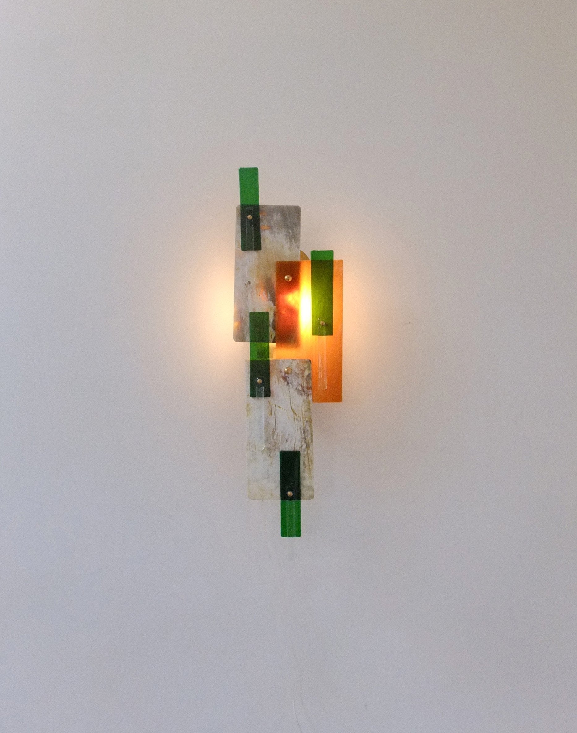 Horn and Glass Wall Light D2025 — back view showing glass and horn materials
