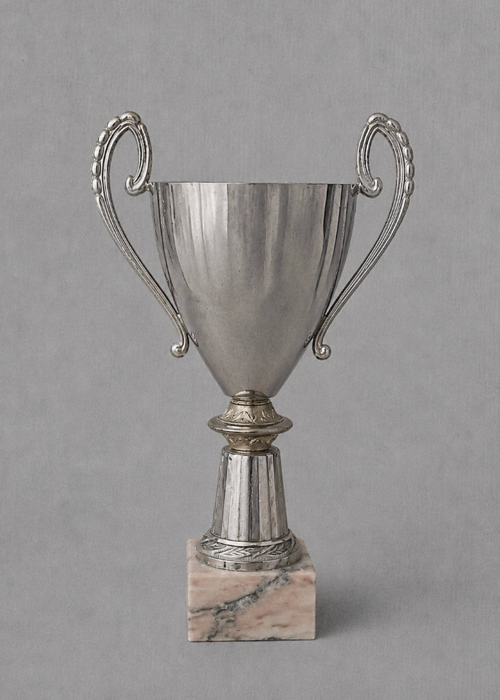 1950s Italian Vintage Metal & Marble Trophy Vase — lifestyle setting