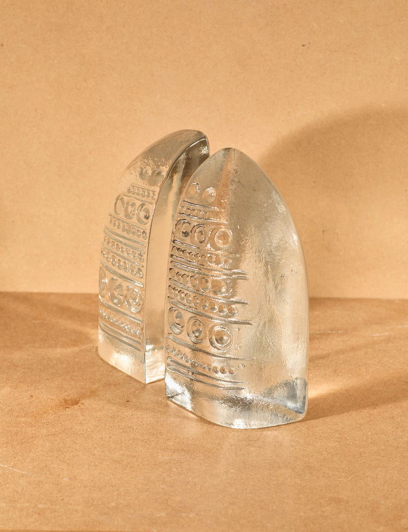 Vintage Bookends in Glass - Vintage Clear Collection — close-up of textured glass surface