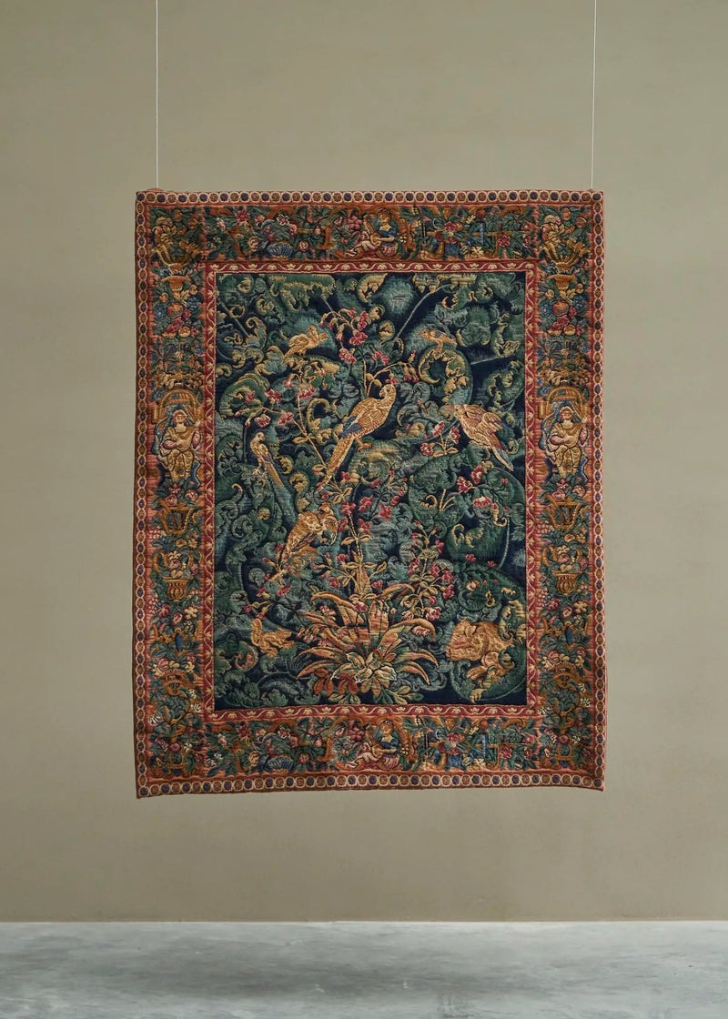 Mid-Century Wall Tapestry with Birds, Belgium, 1960s by ORNAMENTUM | The Oblist