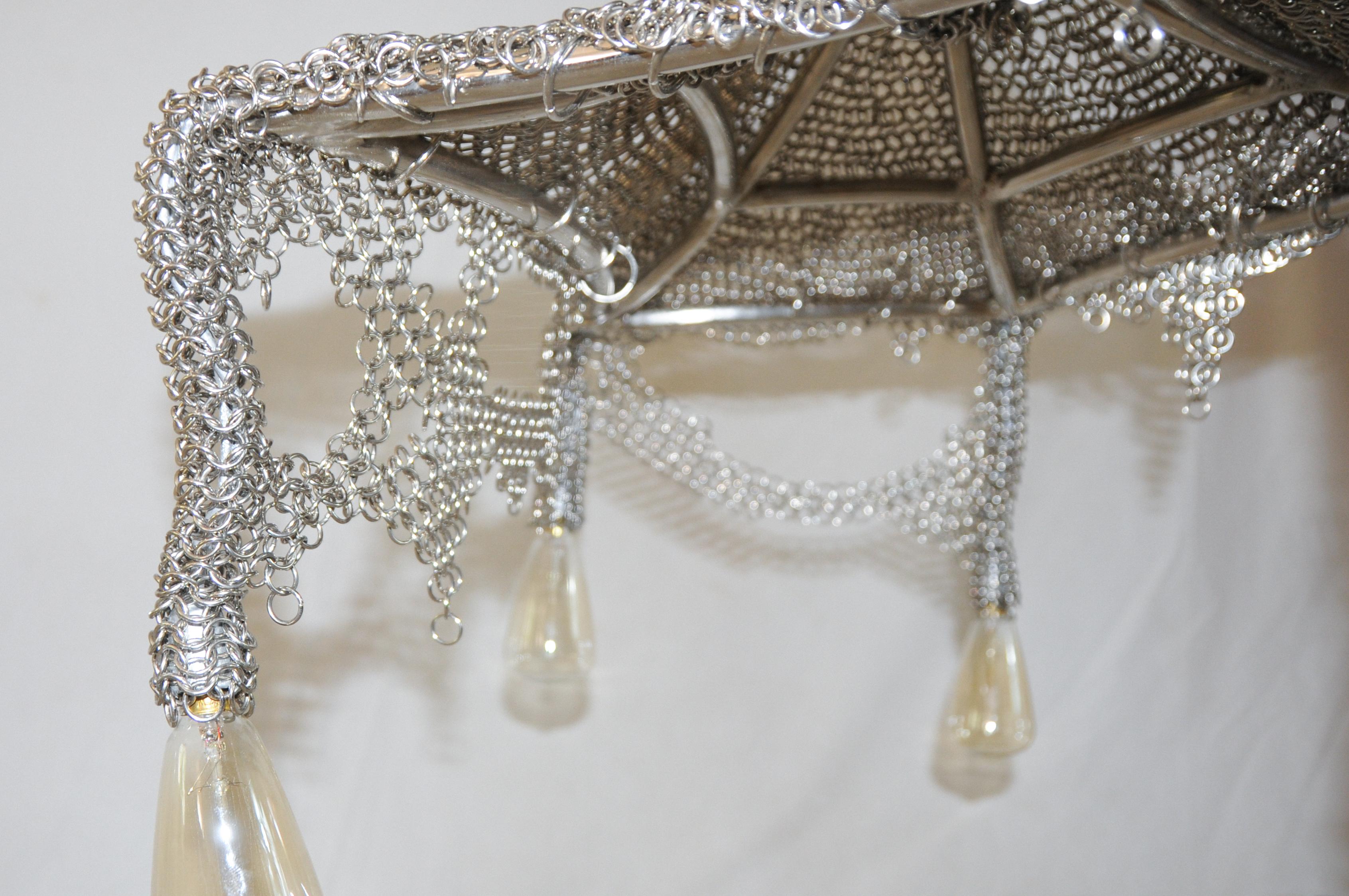 Chainmail Cobweb Chandelier - Pendant Light in Metal and Steel