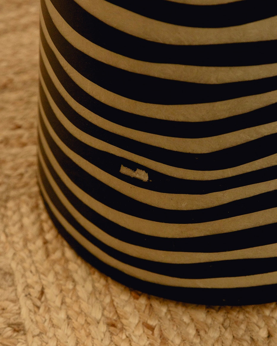 Zebra Floor Lamp — back view highlighting black and white striped design
