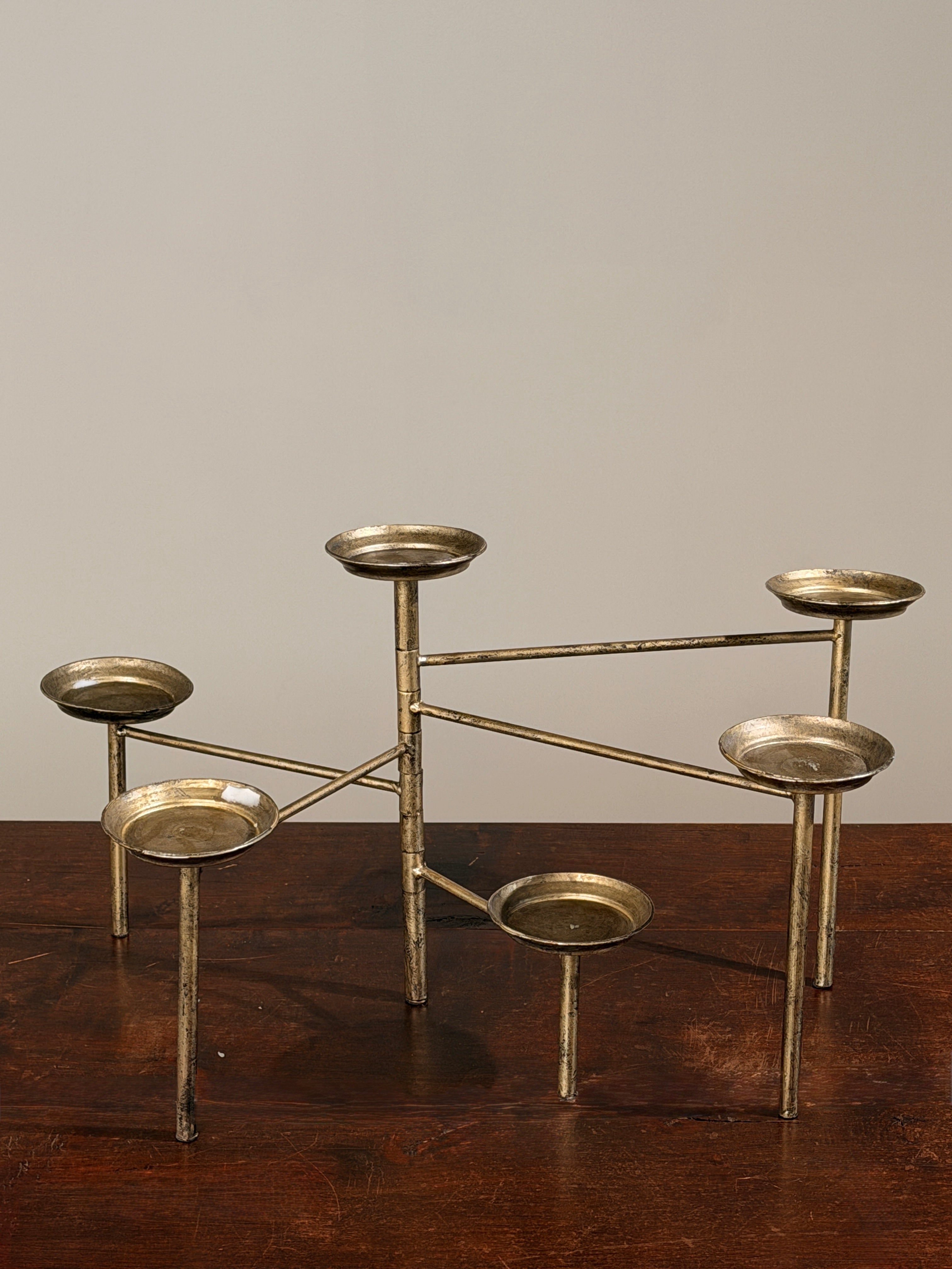 Articulated six-arm candelabra in silver-plated metal, France, circa 1950 by Figuresdesign | The Oblist