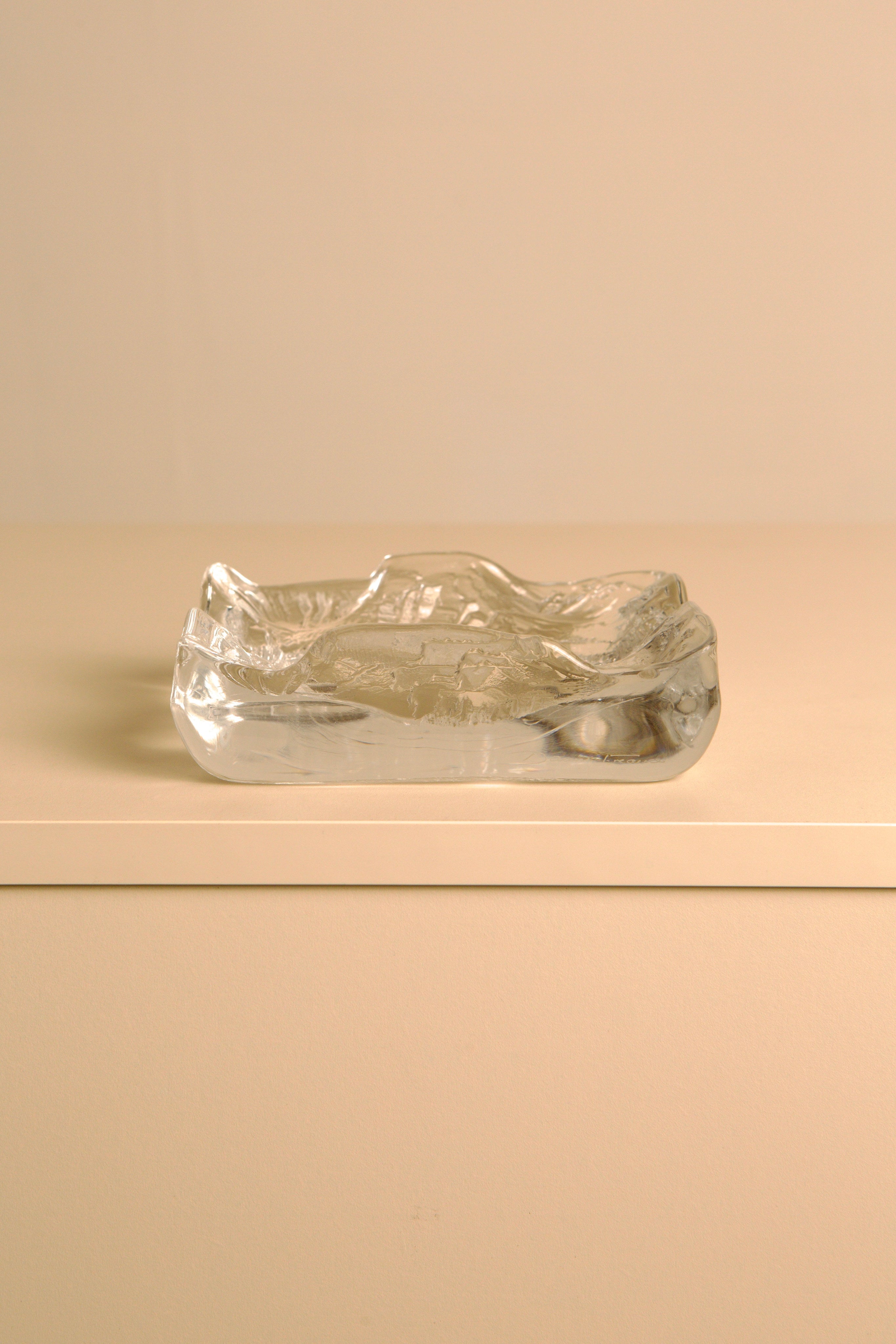 Clear crystal ashtray by Daum, 1960s — side angle