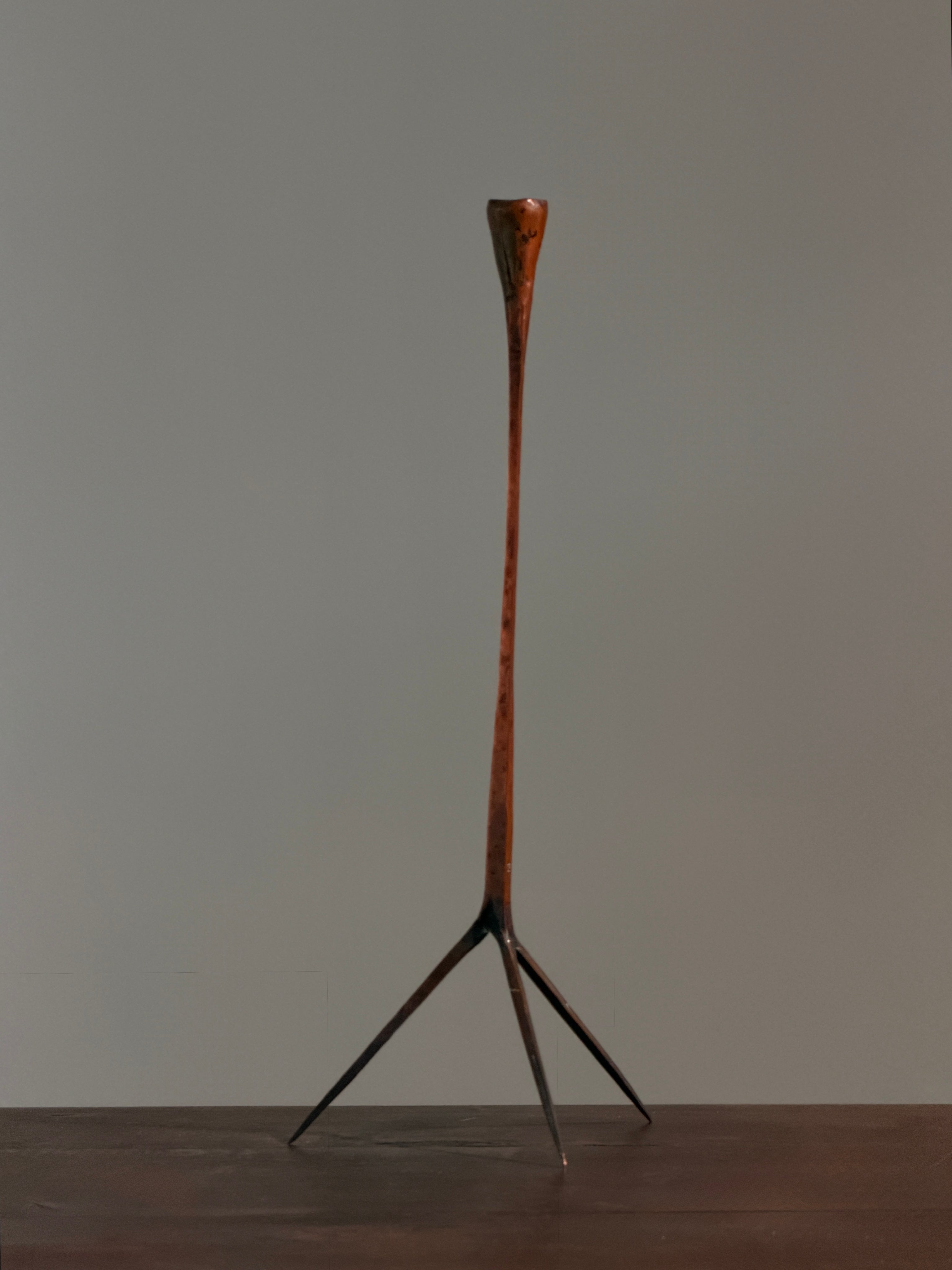 Sculptural brutalist candlestick in copper, in the style of the Marolles workshop, circa 1 — alternate view