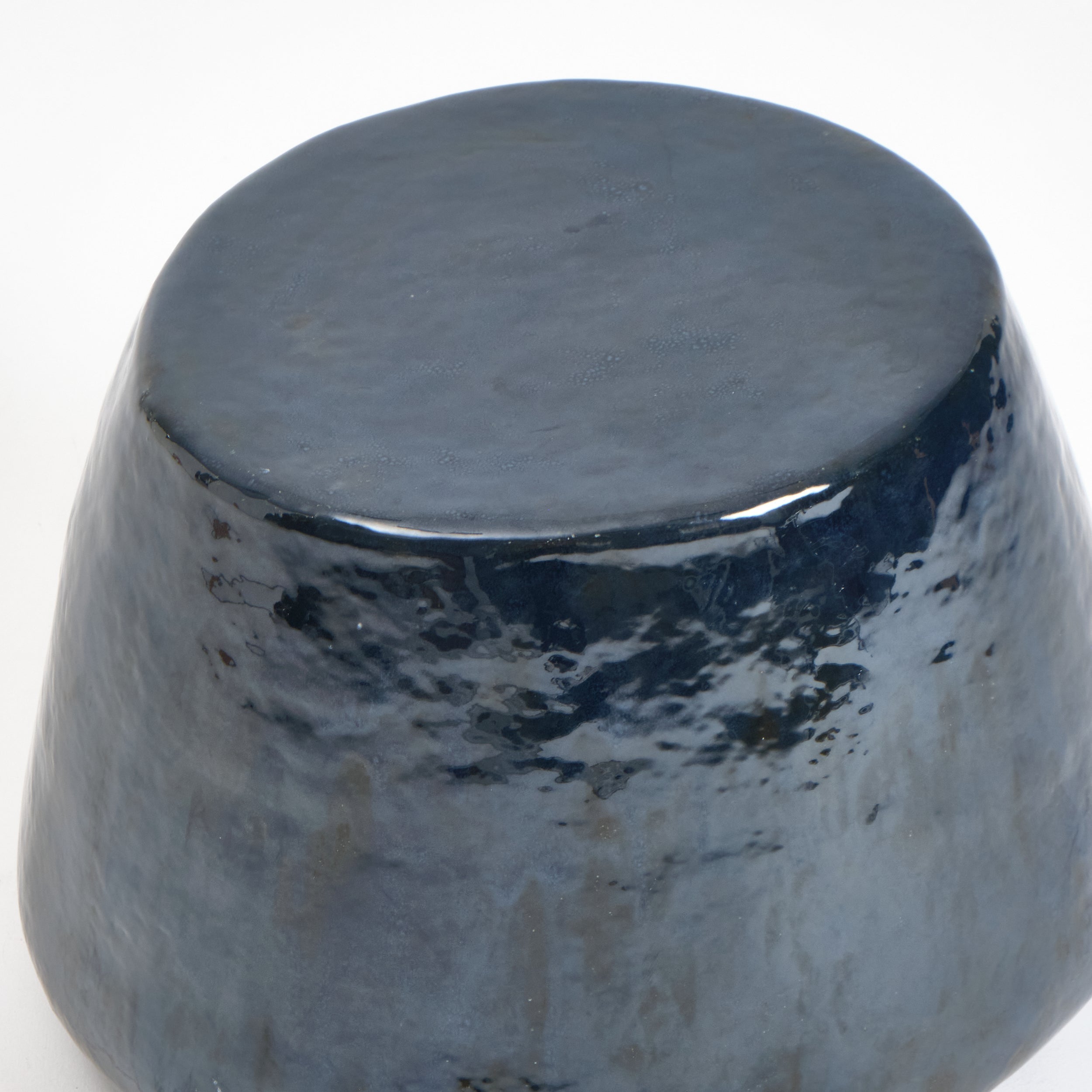 Medium Ceramic Side Table — top view of glossy navy surface