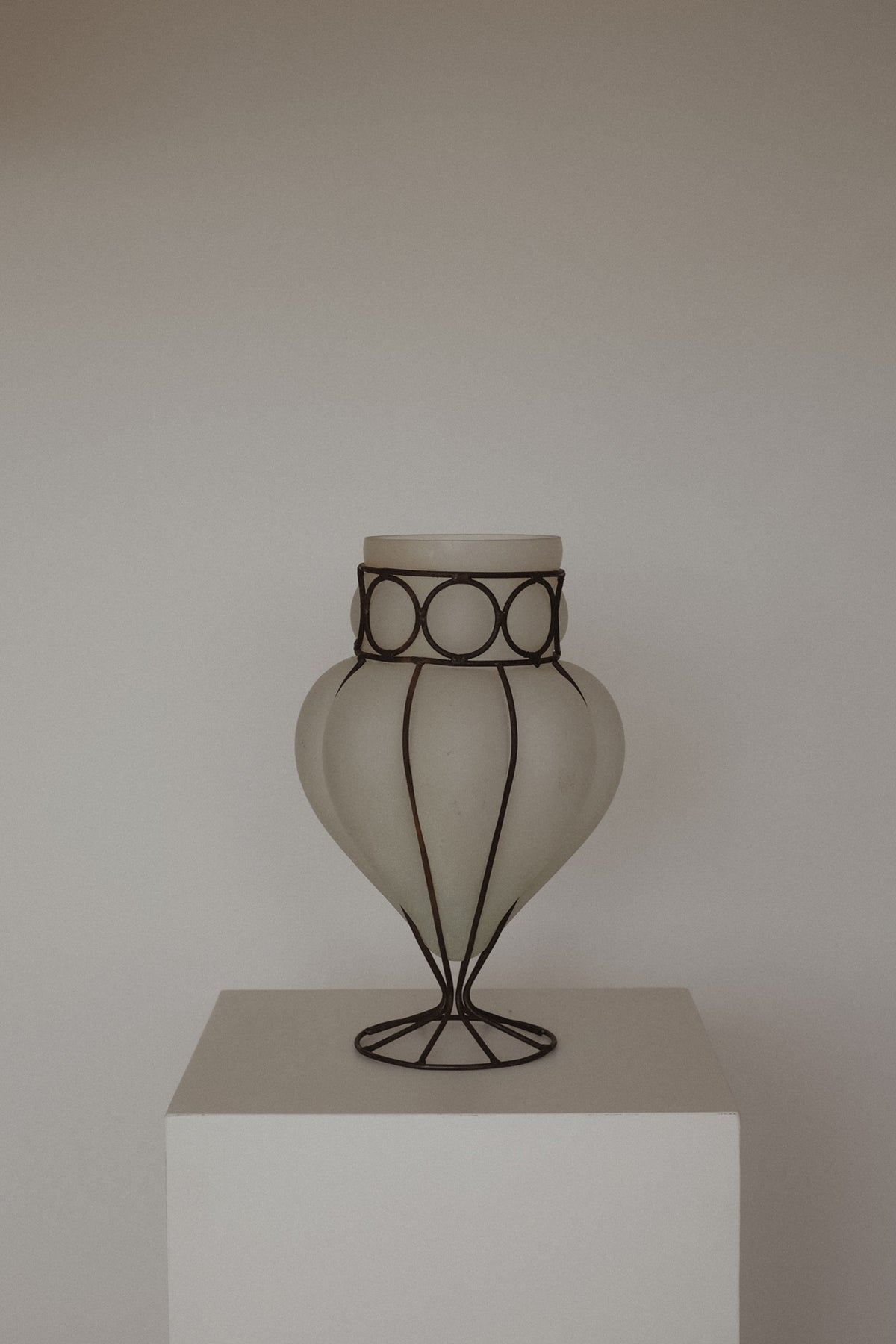Murano-Style Caged Glass Vase — detail view