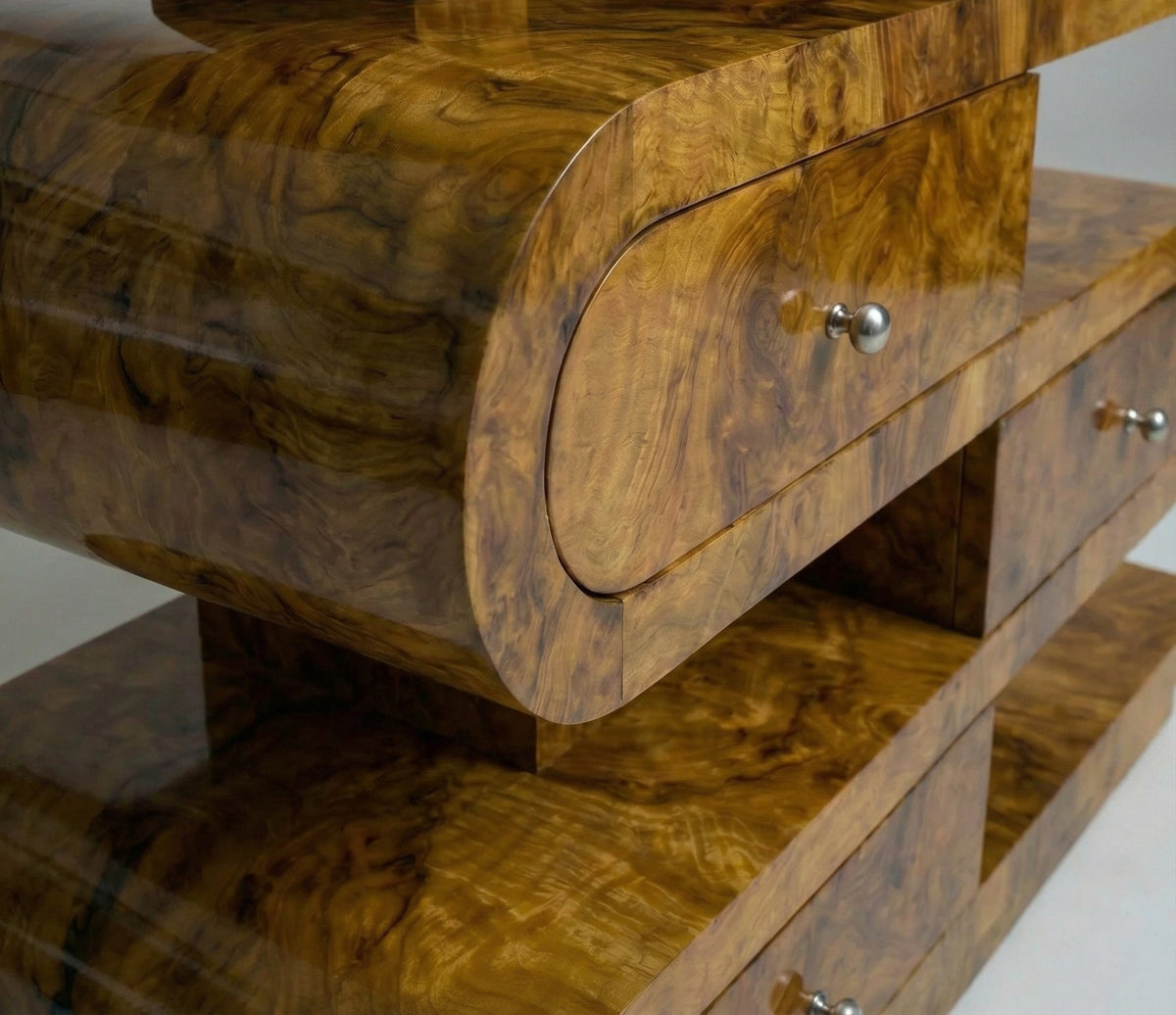 'Hebi Drawers' Olive Burl Wood Console — in context