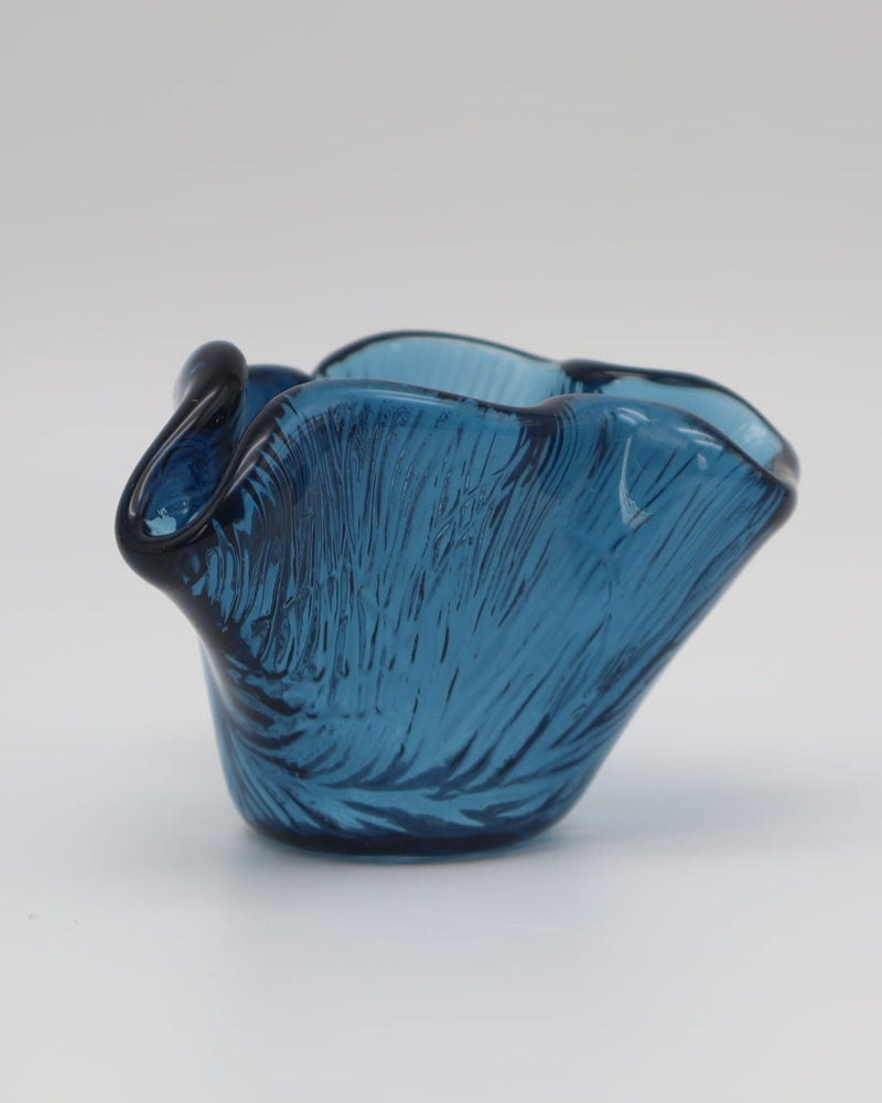 Blue Cobalt Vase in Cobalt Blue Glass — side view highlighting textured glass design