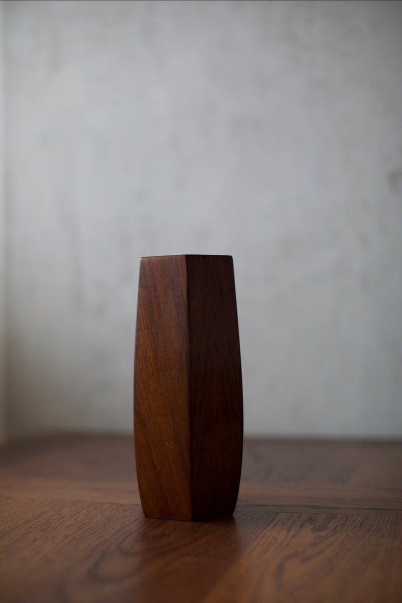 1960's Wooden Vase — close-up of handcrafted wooden surface