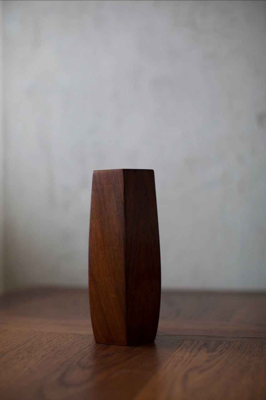 1960's Wooden Vase — close-up of handcrafted wooden surface