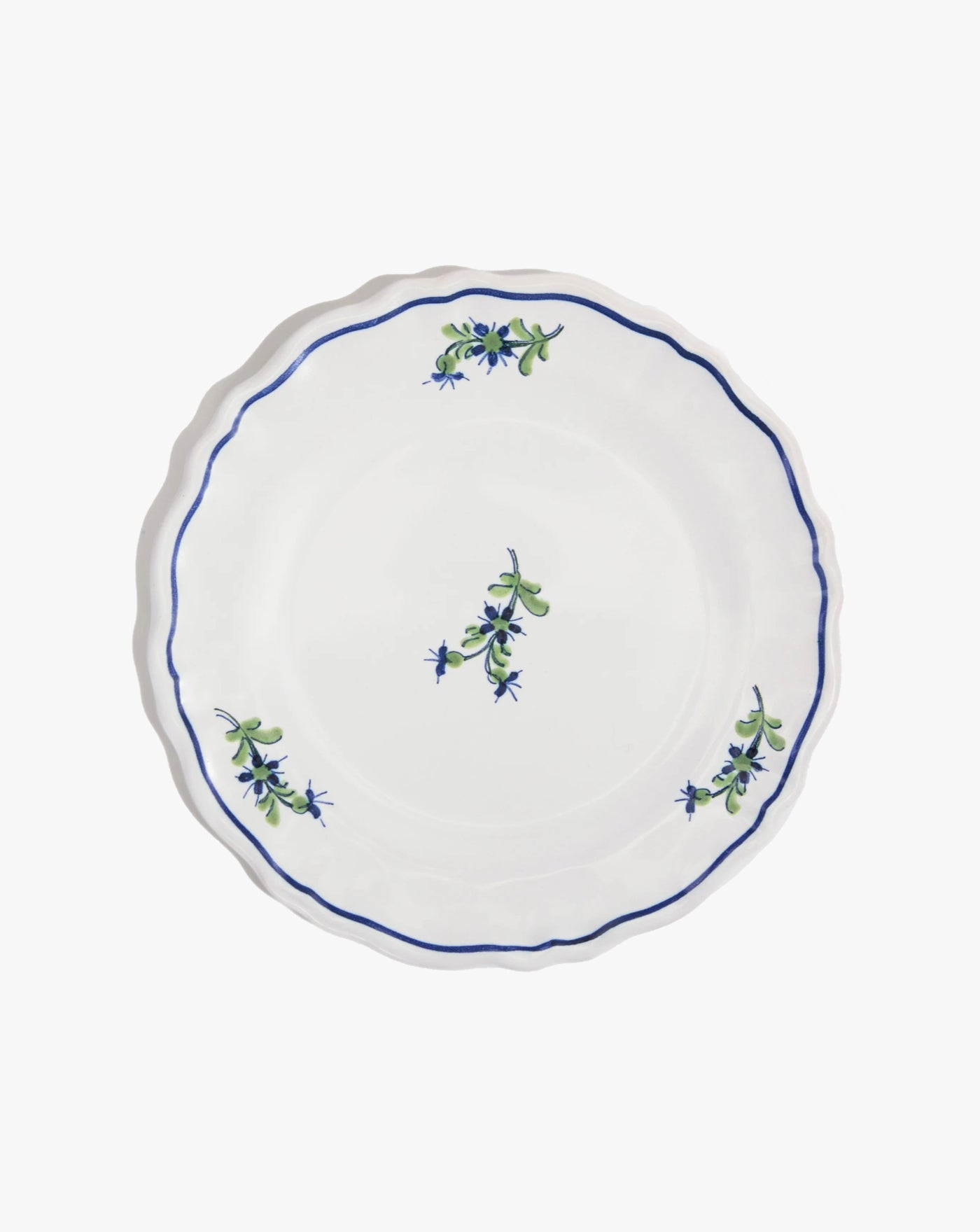 Plate Les Bleuets Round Petite Plate Blue and Green Z.d.G. by Zoe de Givenchy