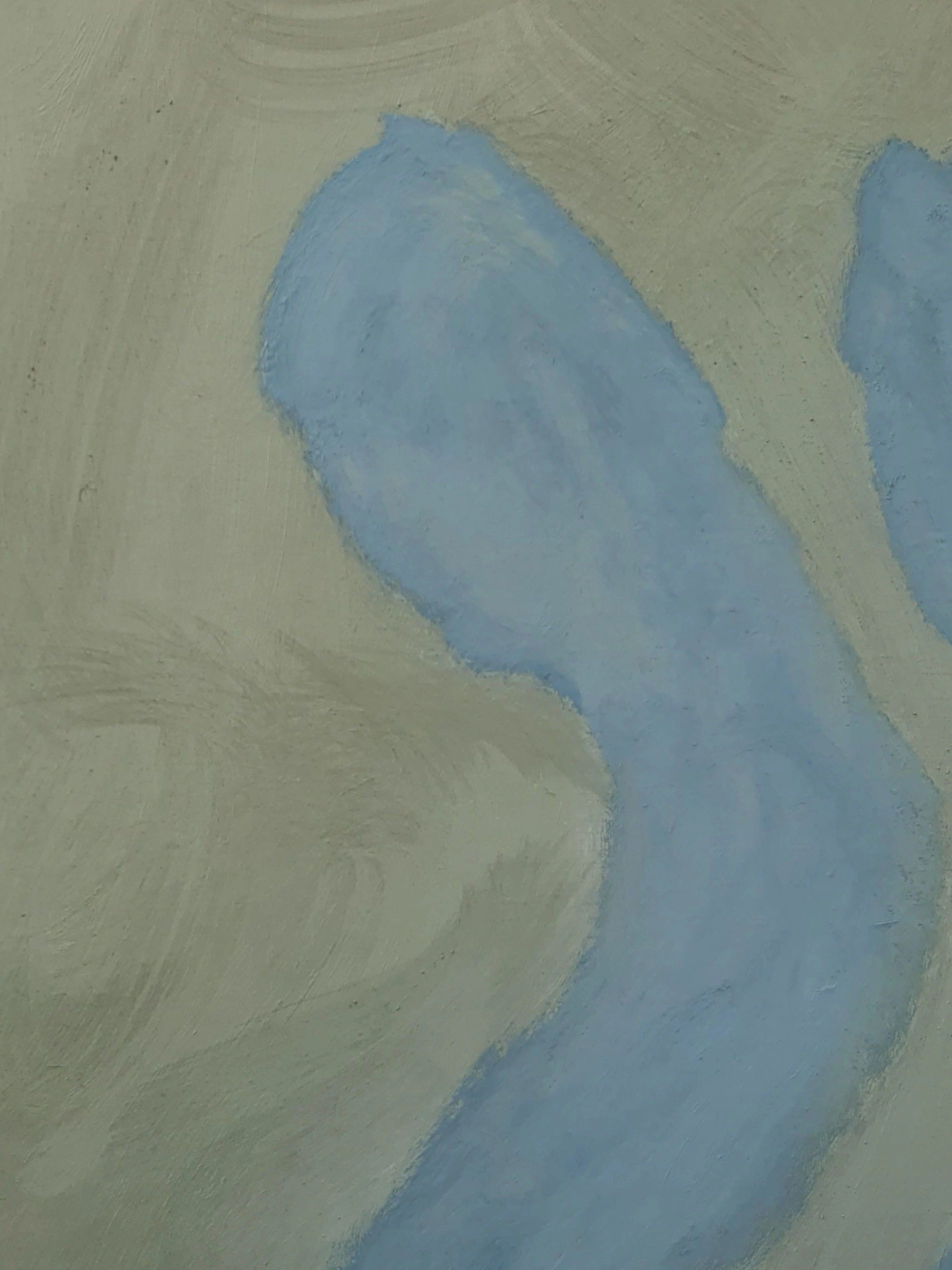 'Underwater dots/cerulean' painting — side angle