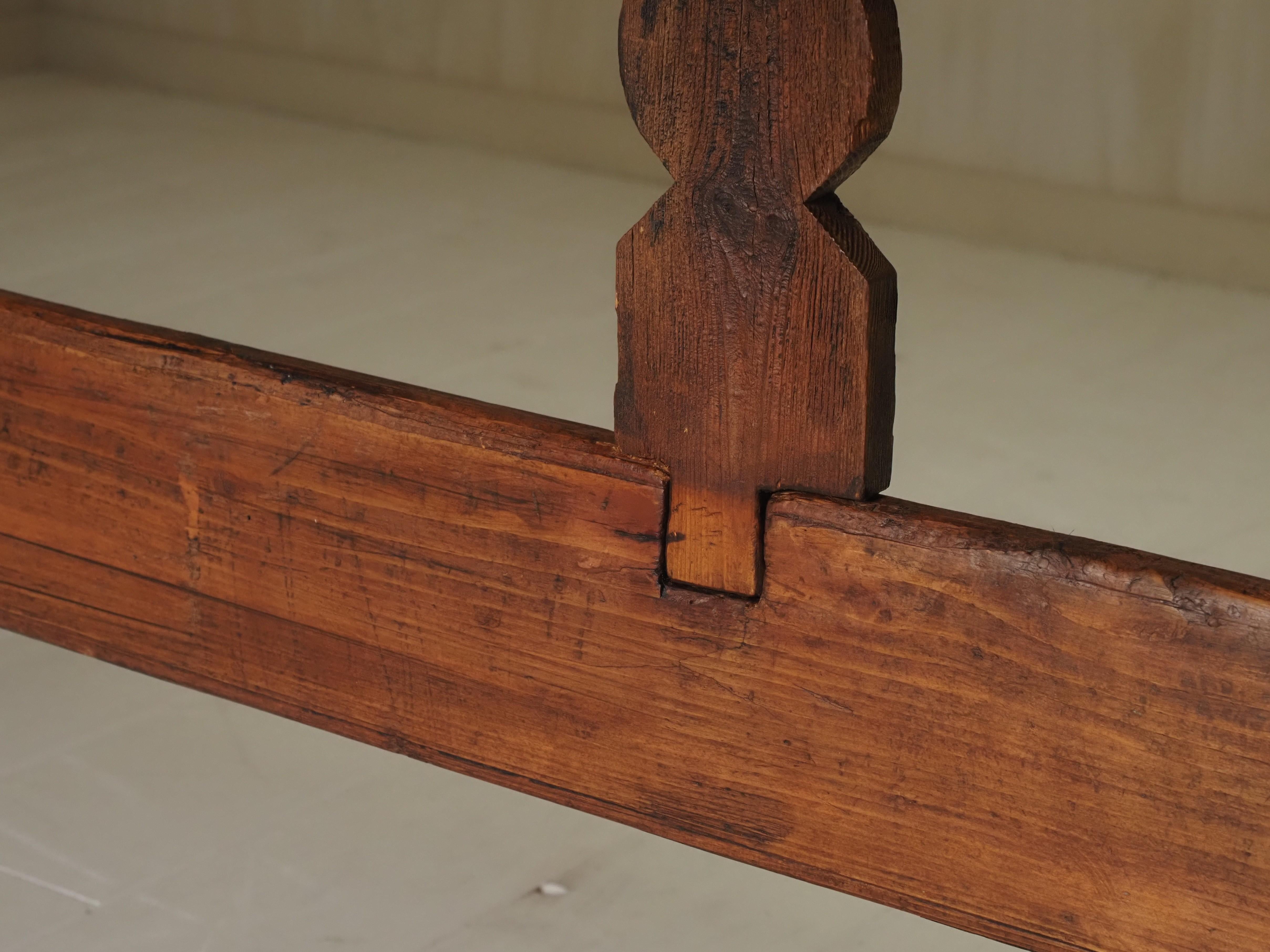 19th Century X-Frame Trestle and Cross Stretcher Base Table — view 9