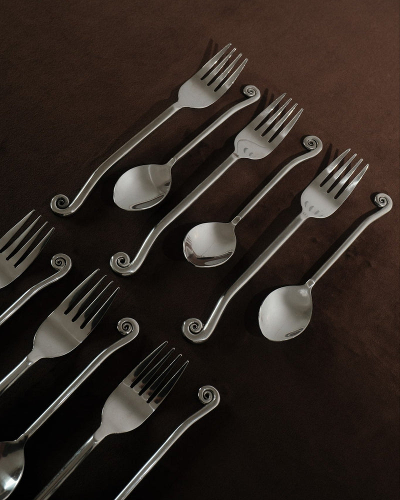 12-Piece Inox Cutlery Set with Spiral Handles by Truffe Studio | The Oblist