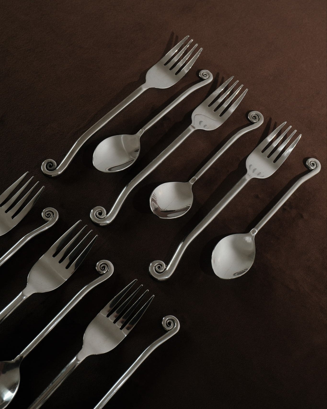 12-Piece Inox Cutlery Set with Spiral Handles by Truffe Studio | The Oblist