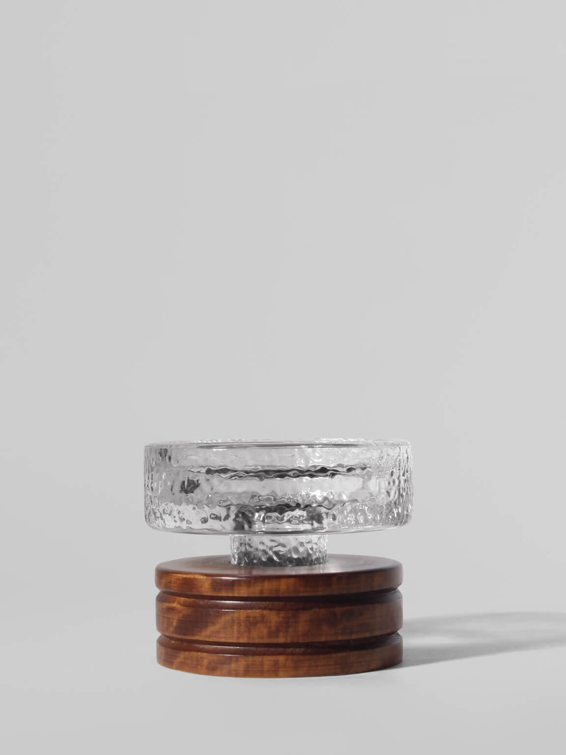 Harry N. Boström Crystal Glass And Wood Candle Holder, For BO Ström, 1960s by Vintage Stories | The Oblist