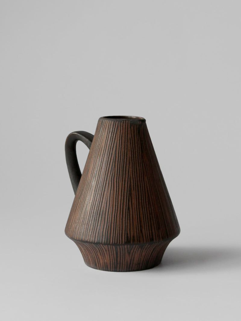 Vintage Gallo Copenhagen teak ceramic jug with ribbed texture, 1960s