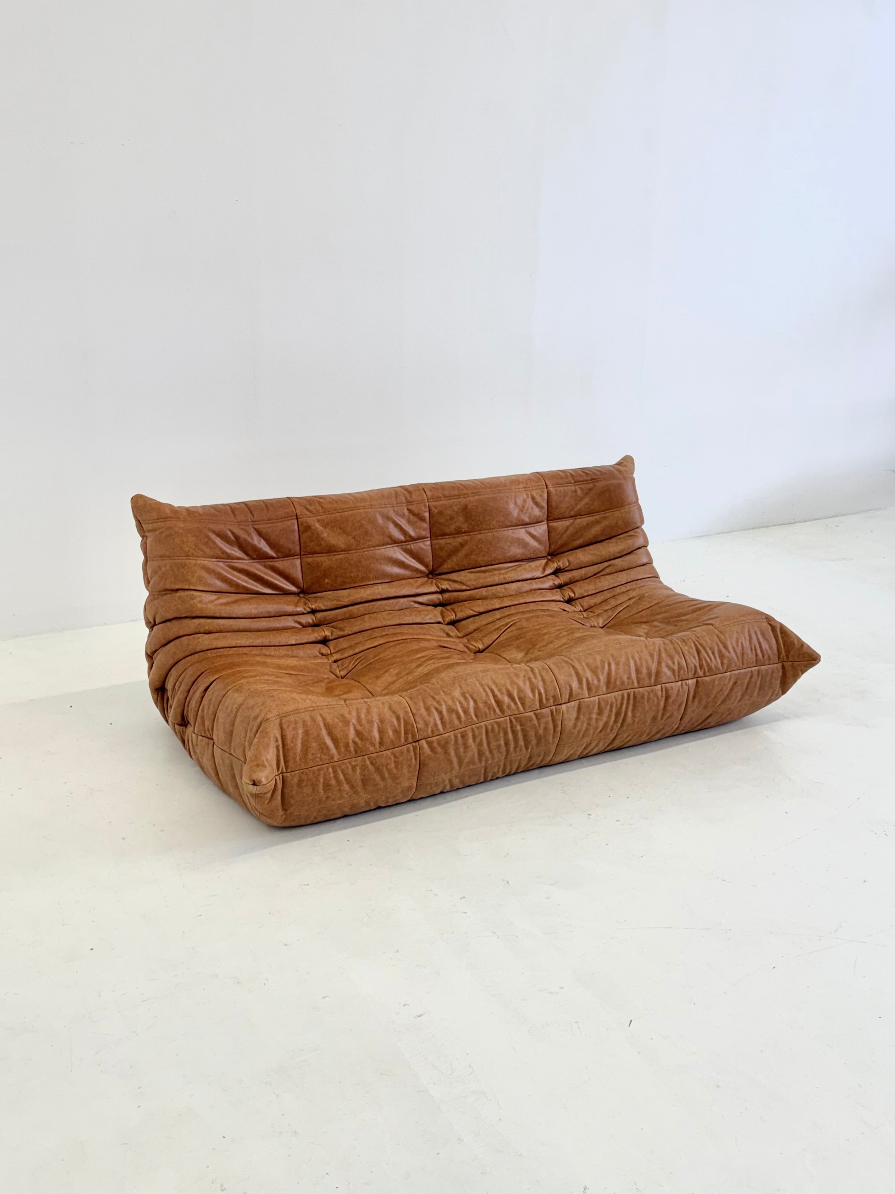 Ligne Roset Togo 3-seater in cognac leather — alternate view