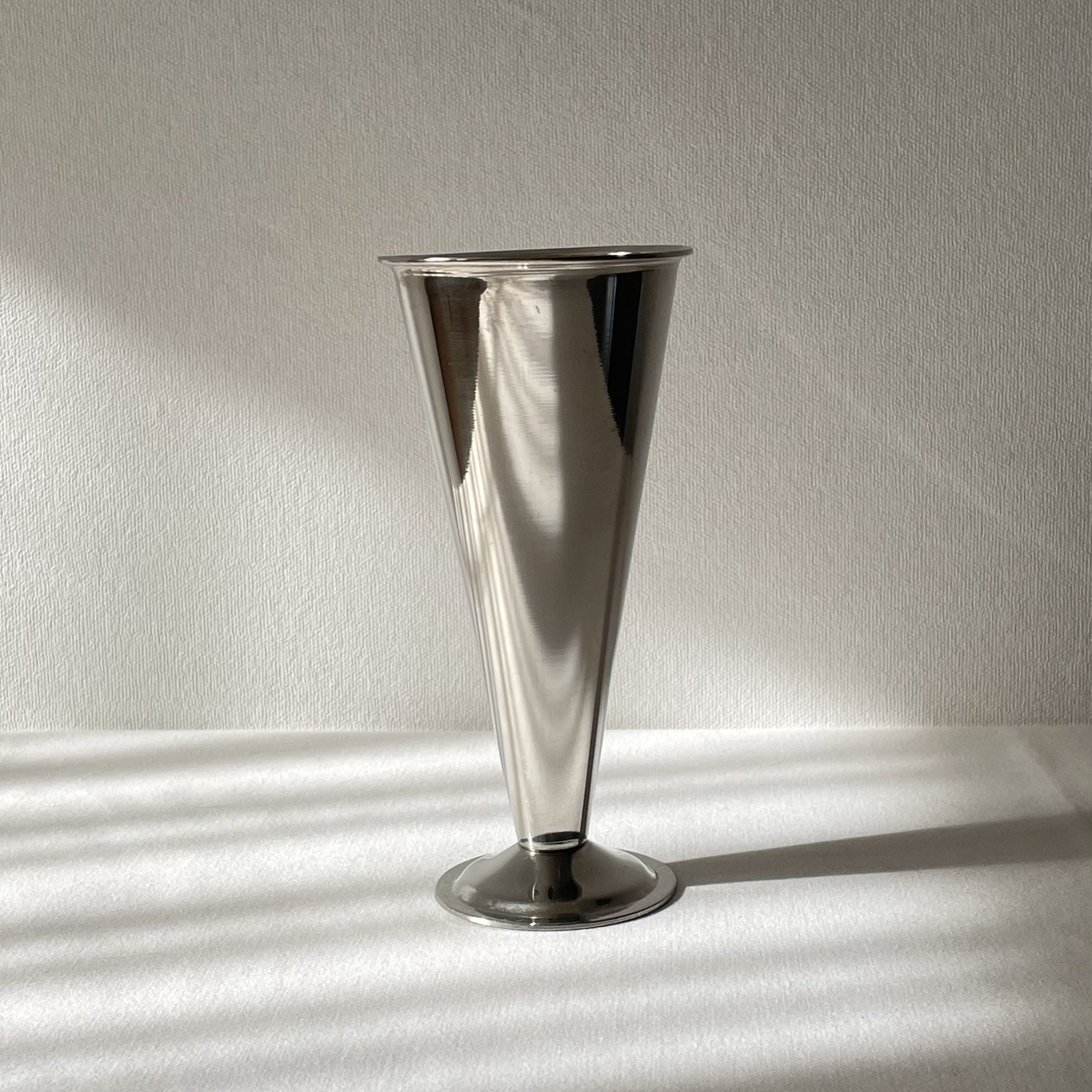 Small Stainless Steel Vase — side angle