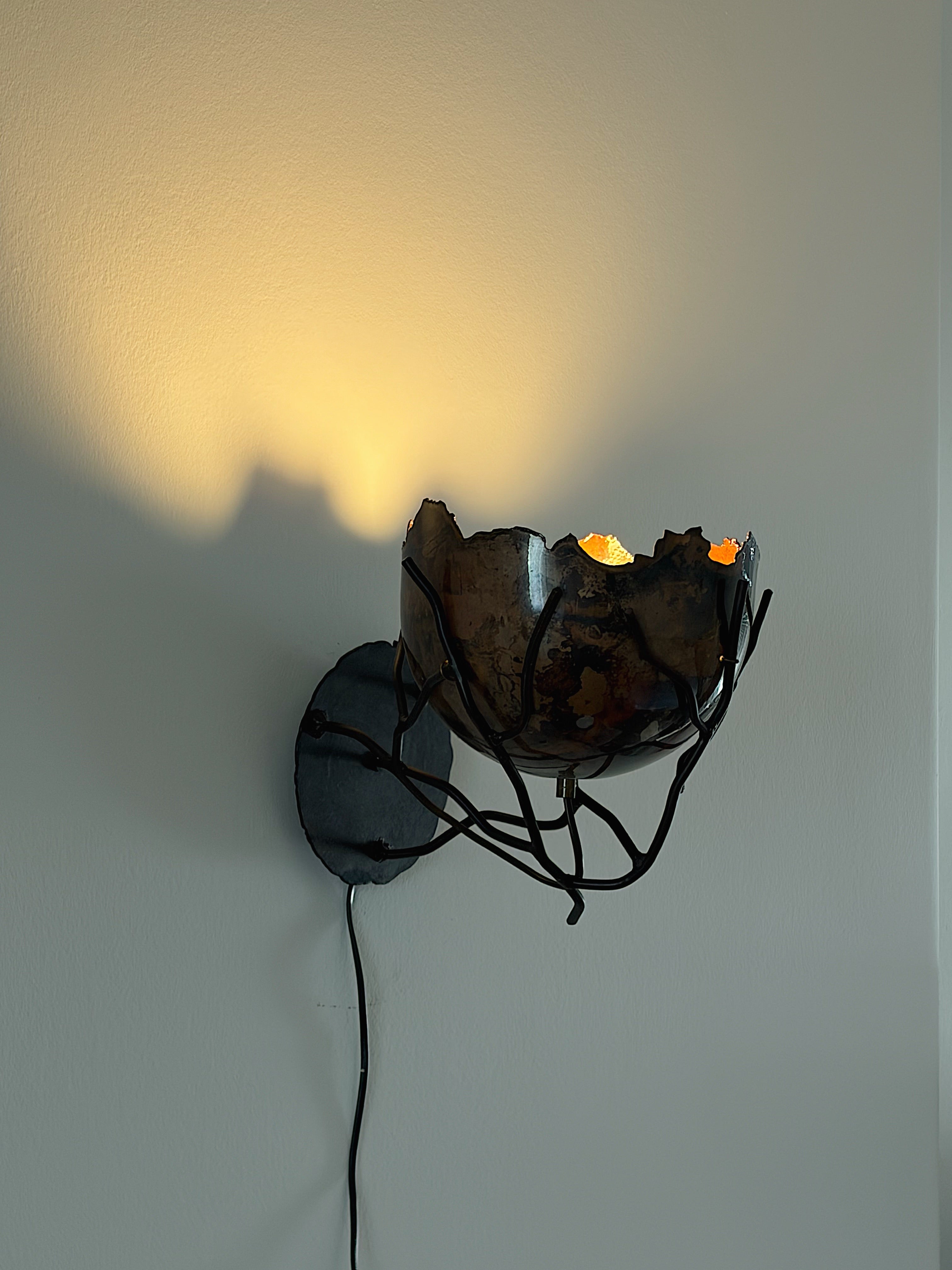 Metalwork Wall Sconce Wim Mulder Atelier The Netherlands 1980s — detail view