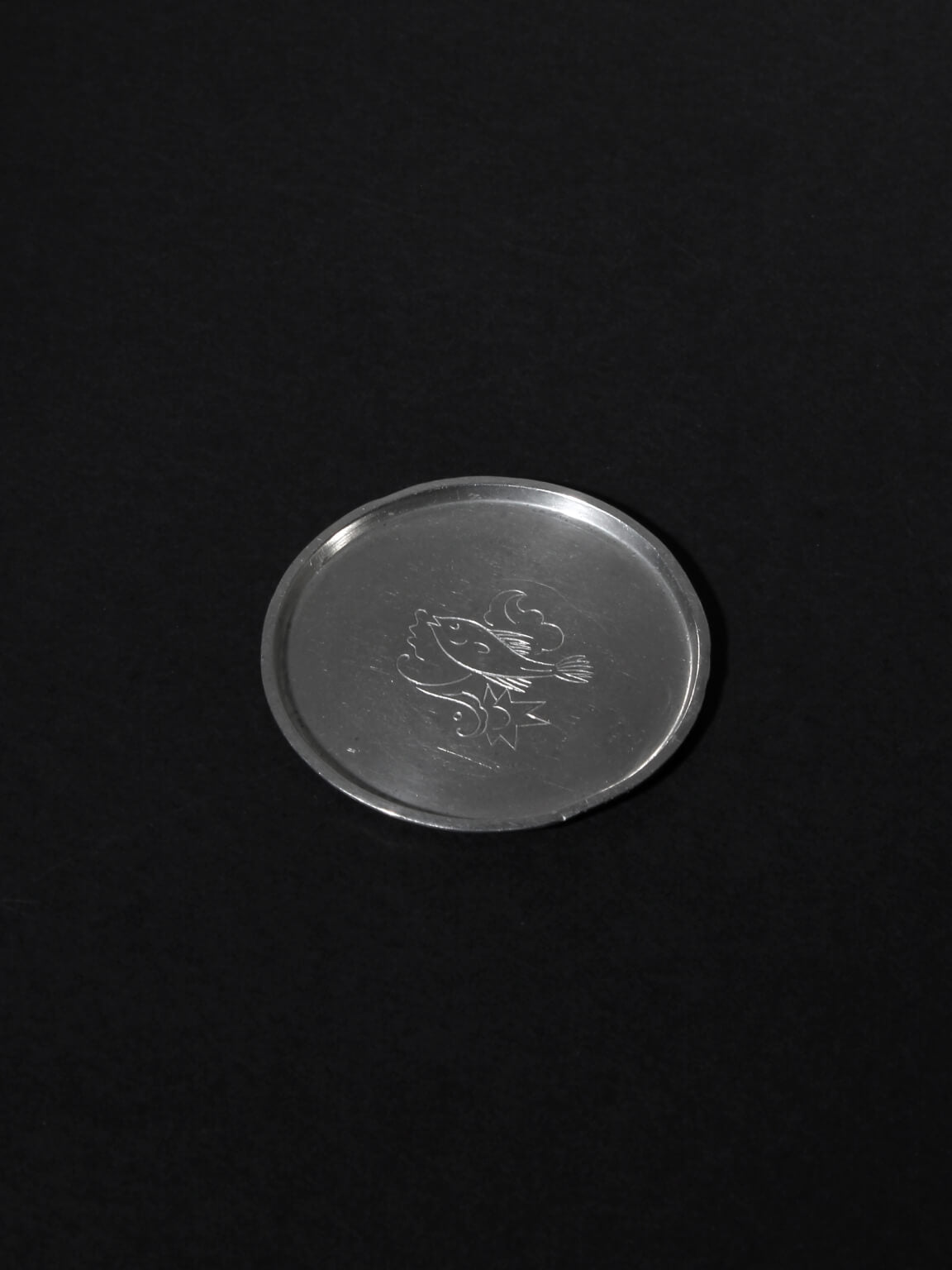 Just Andersen Art Deco Pewter Coaster With Fish Motifs, Denmark, 1933 — detail view