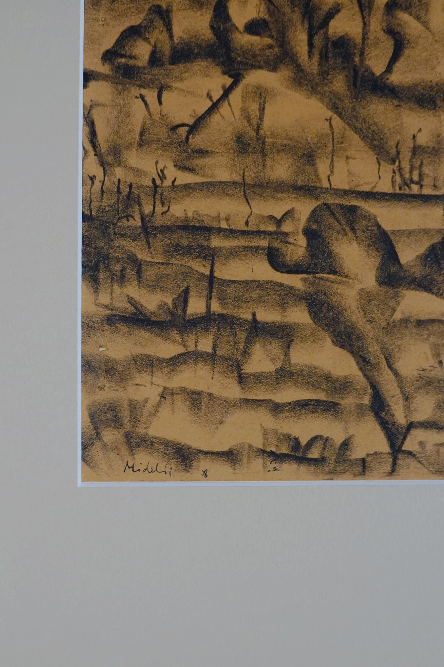 Modernist School Charcoal on Paper — side angle