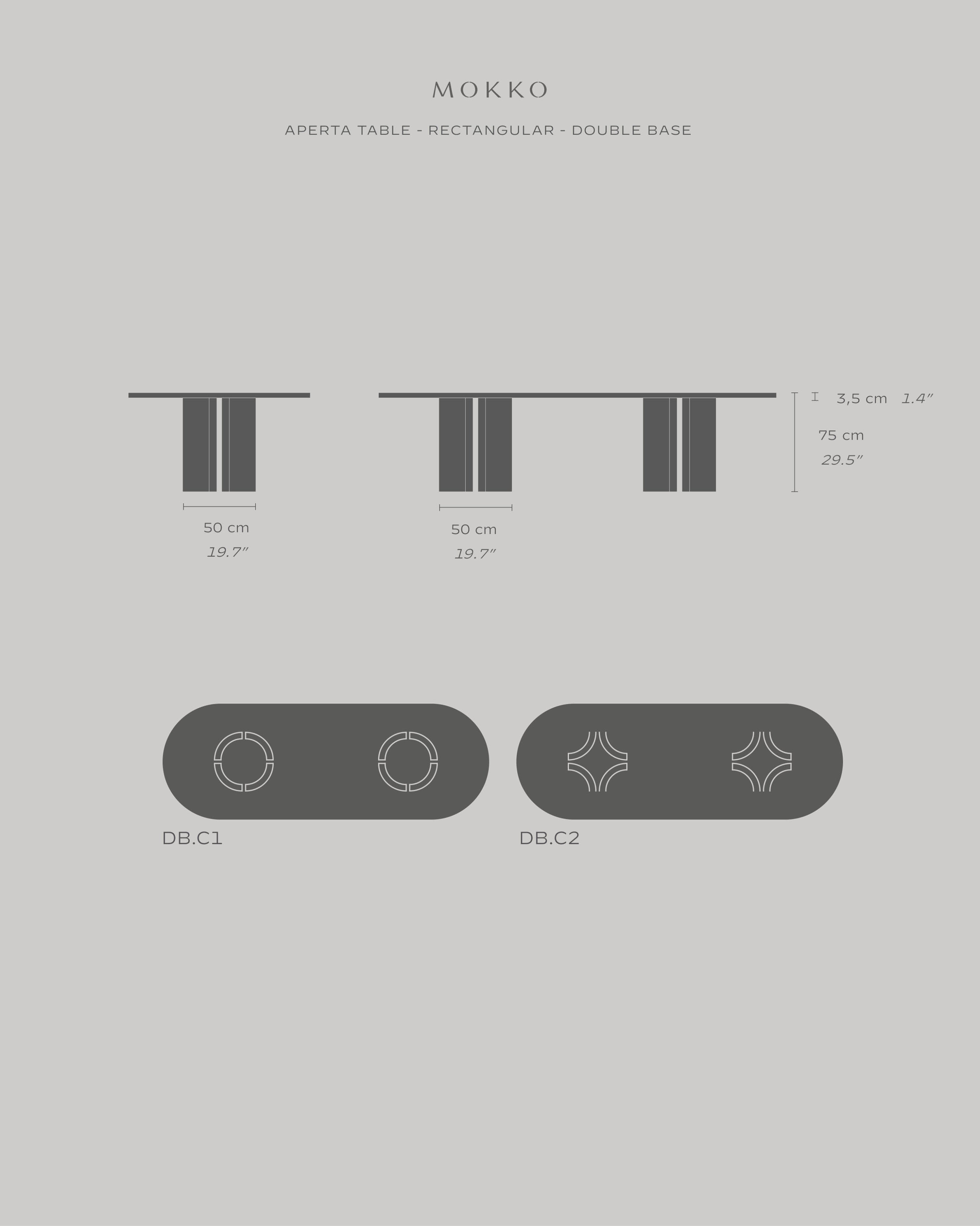 Aperta Table - Capsule - Double Base — top view of rectangular design